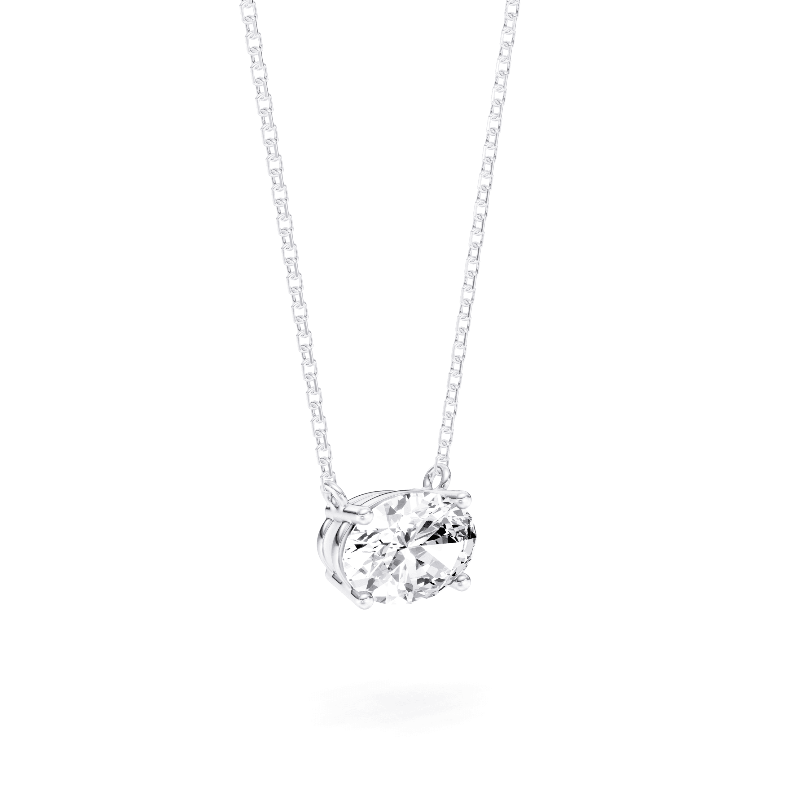 Solitaire Pendant Oval — White Gold view 2