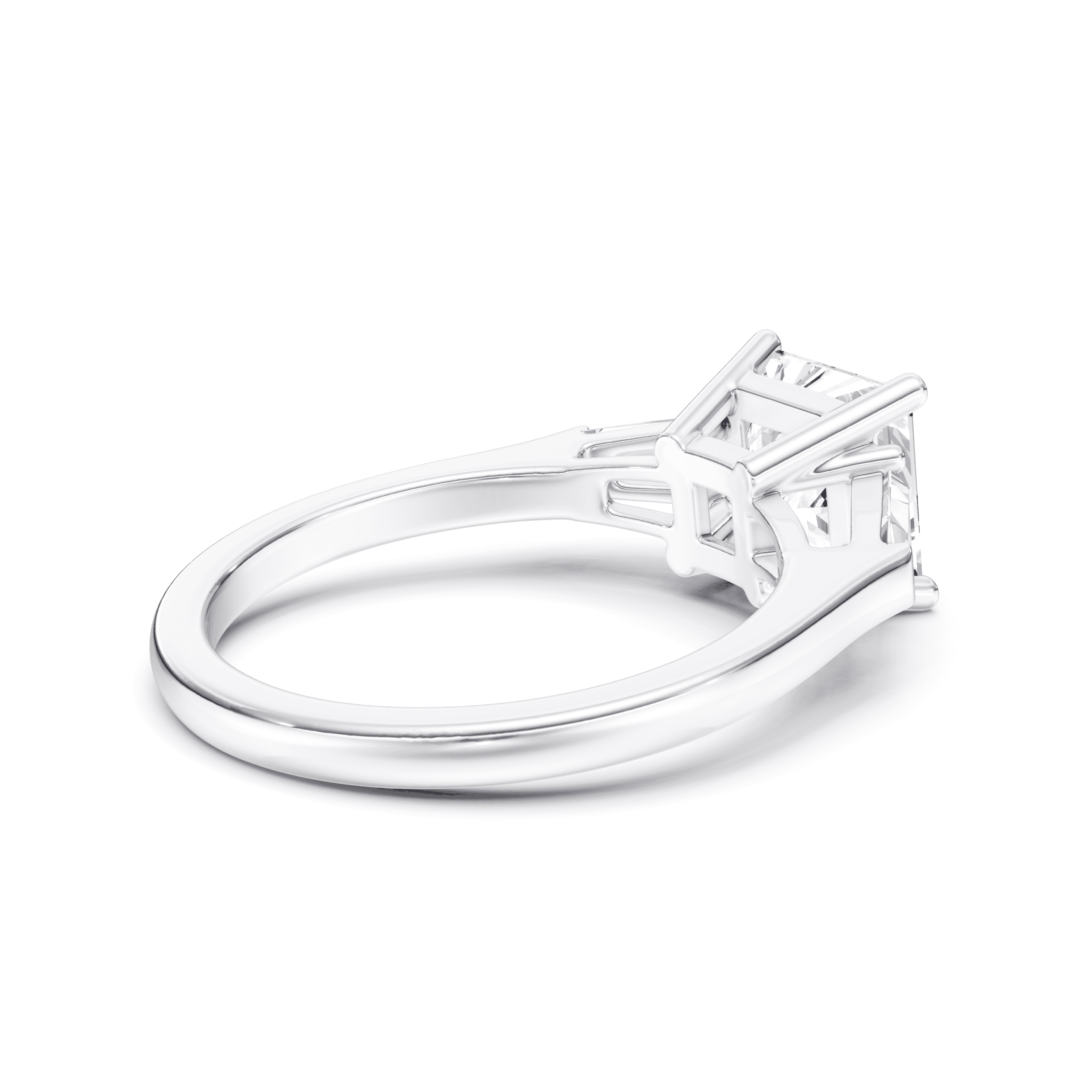 3 Stone Tapered Ring Princess — White Gold view 3
