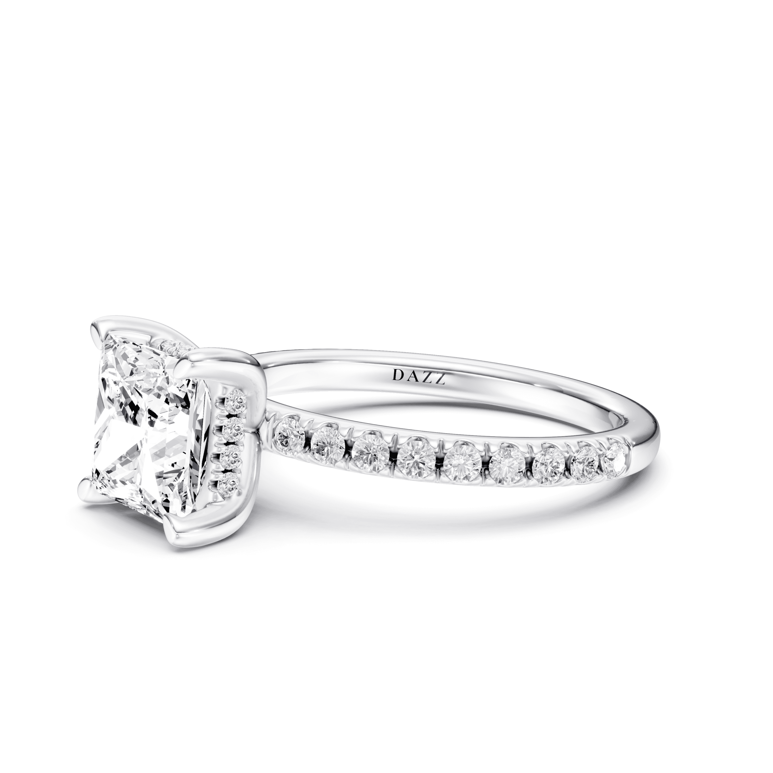 Pavé Ring Princess — White Gold view 3