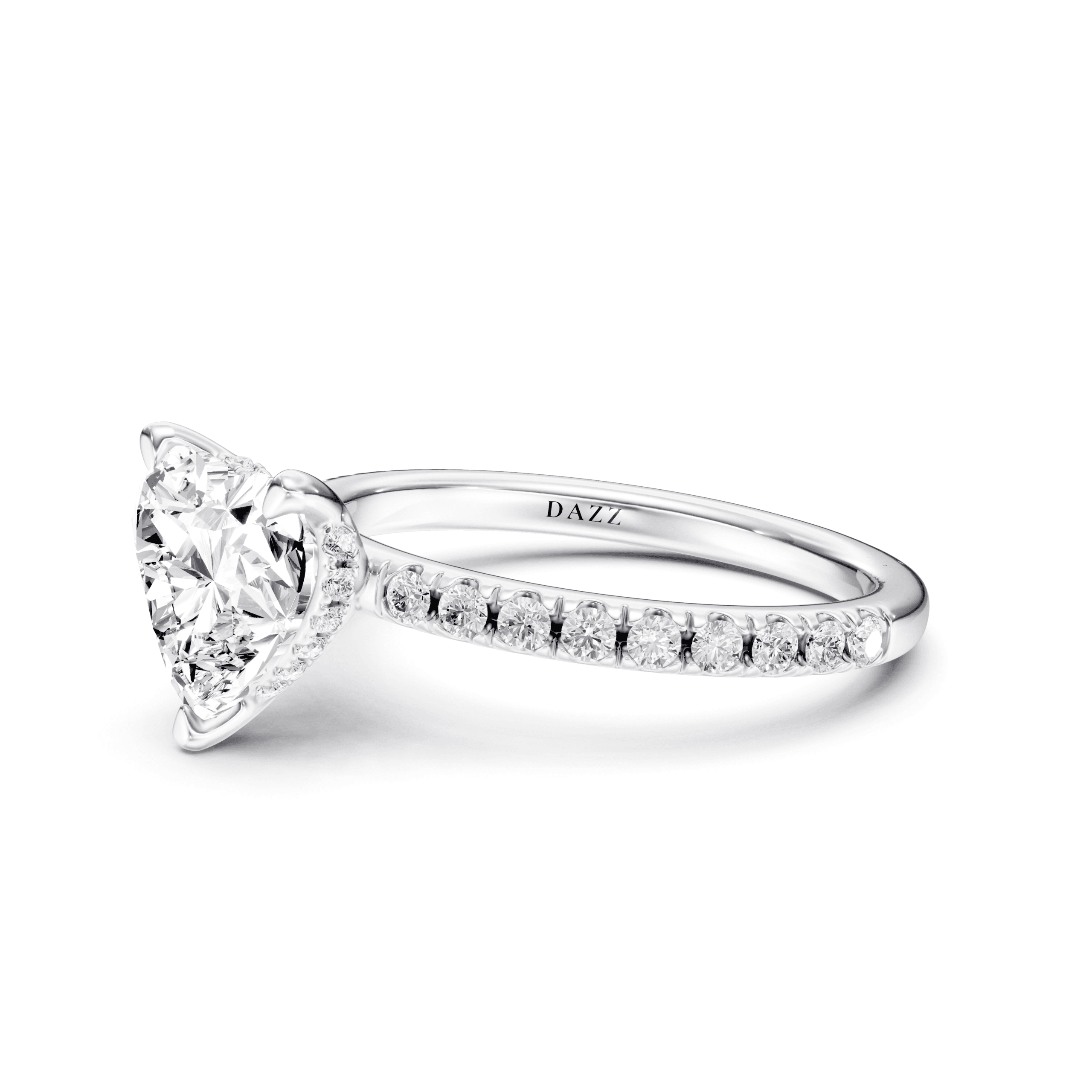 Pavé Ring Heart — White Gold view 3