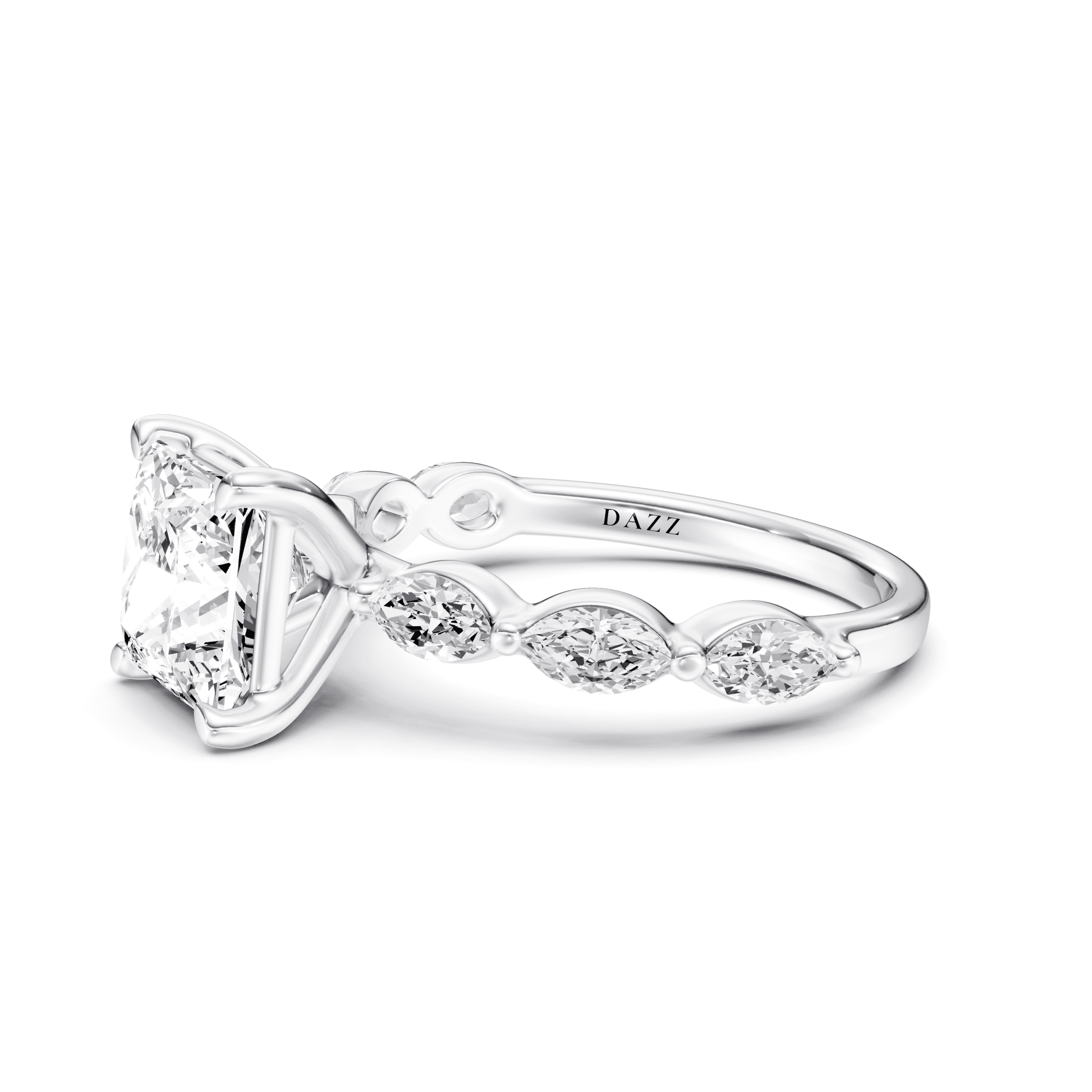 Solitaire Marquise Princess — White Gold view 3