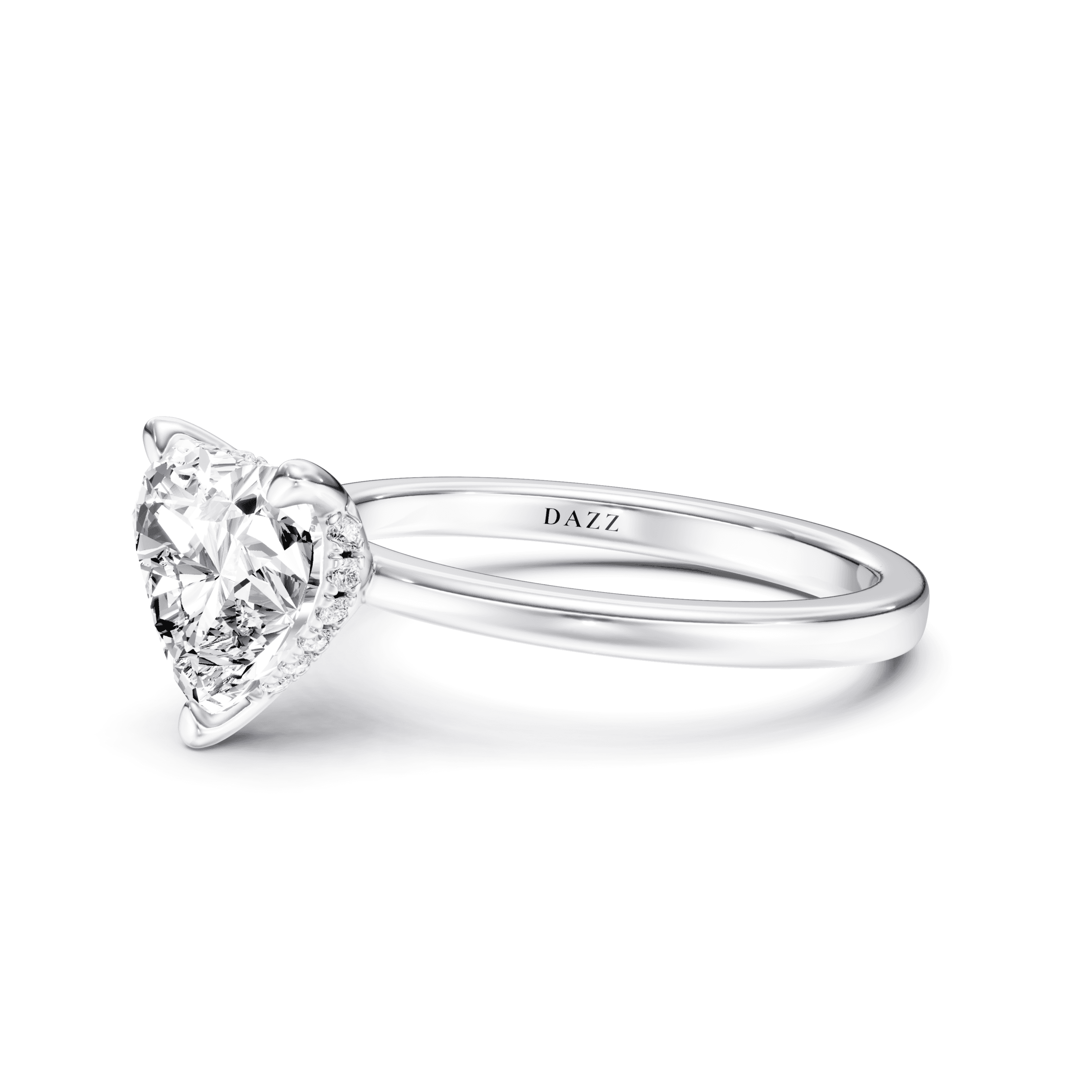 Hidden Halo Ring Heart — White Gold view 3