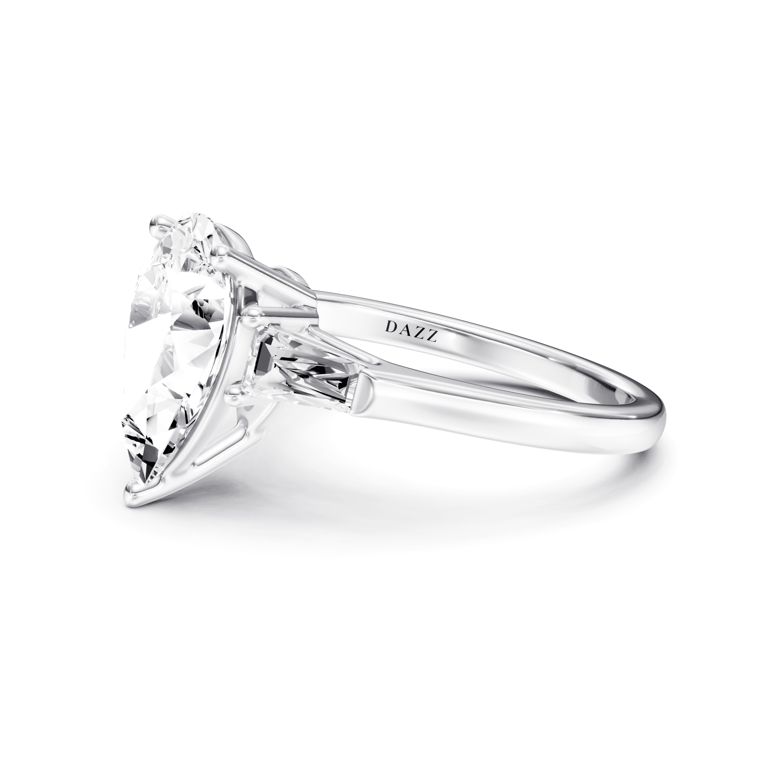 3 Stone Tapered Ring Pear — White Gold view 3