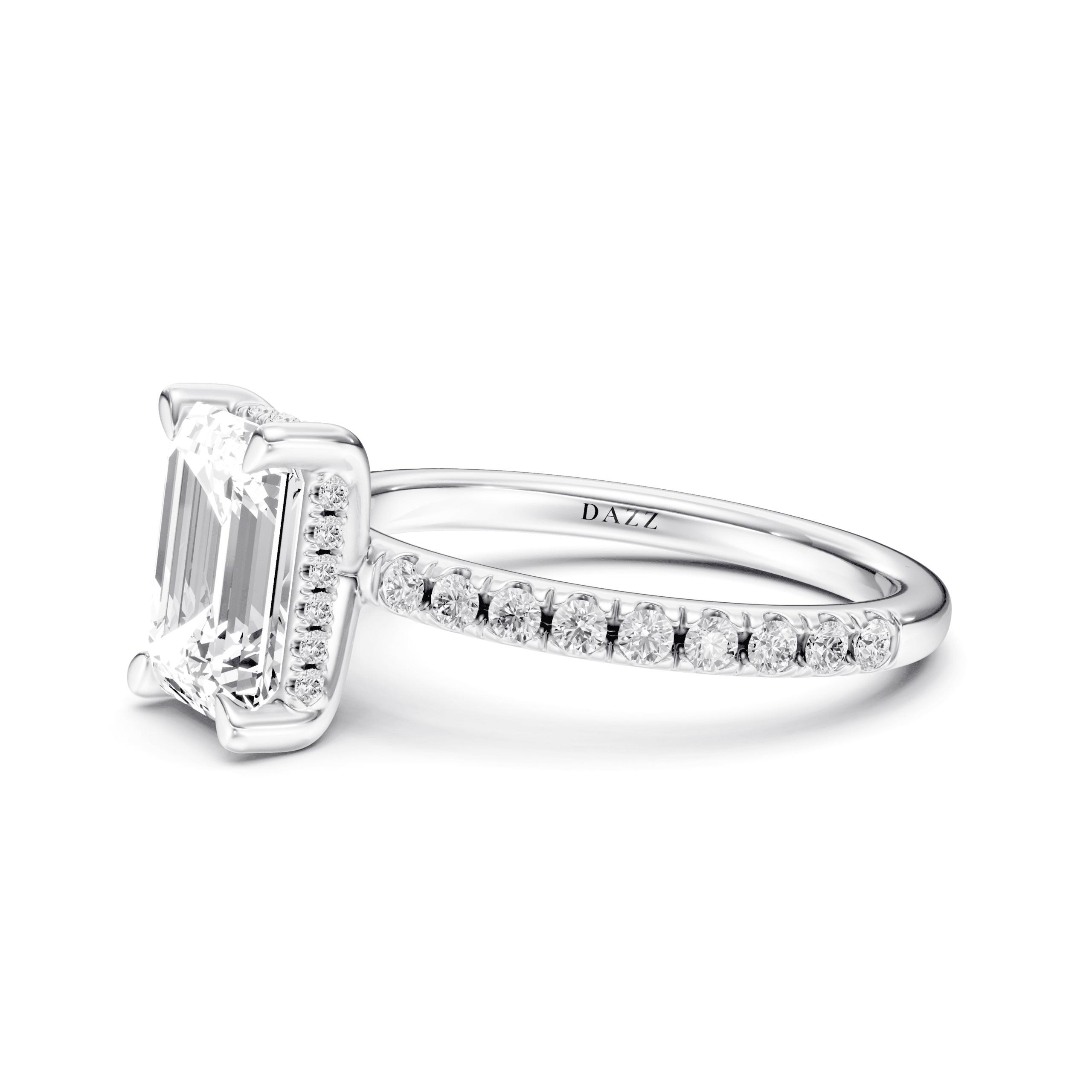 Pavé Ring Emerald — White Gold view 3