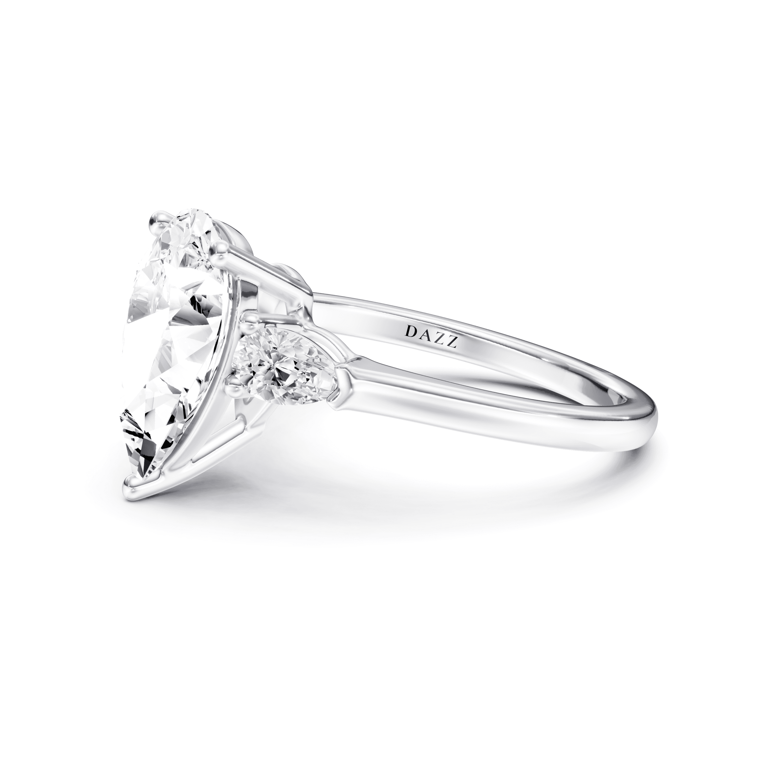 3 Stone Pear Ring Pear — White Gold view 3
