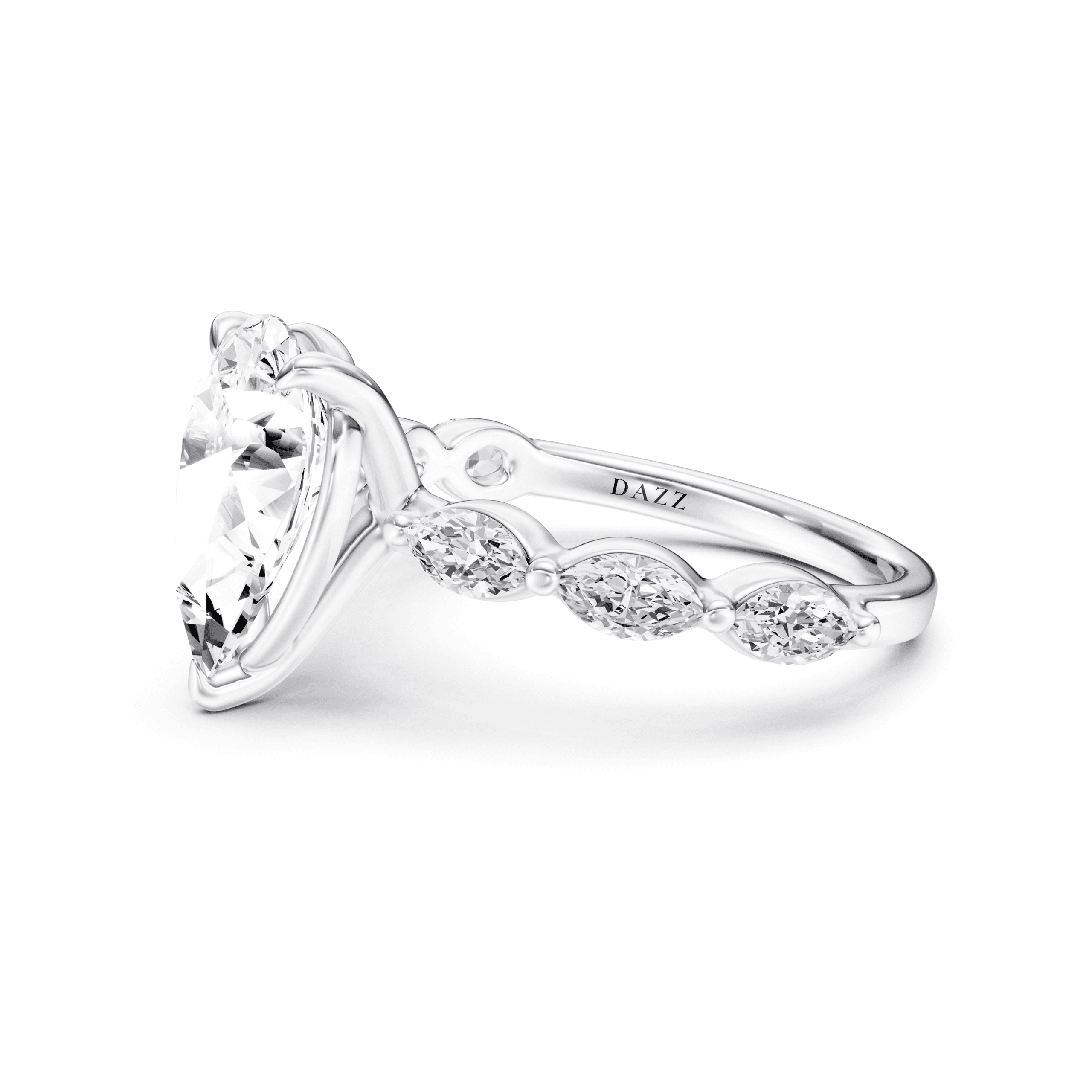 Solitaire Marquise Pear — White Gold view 3