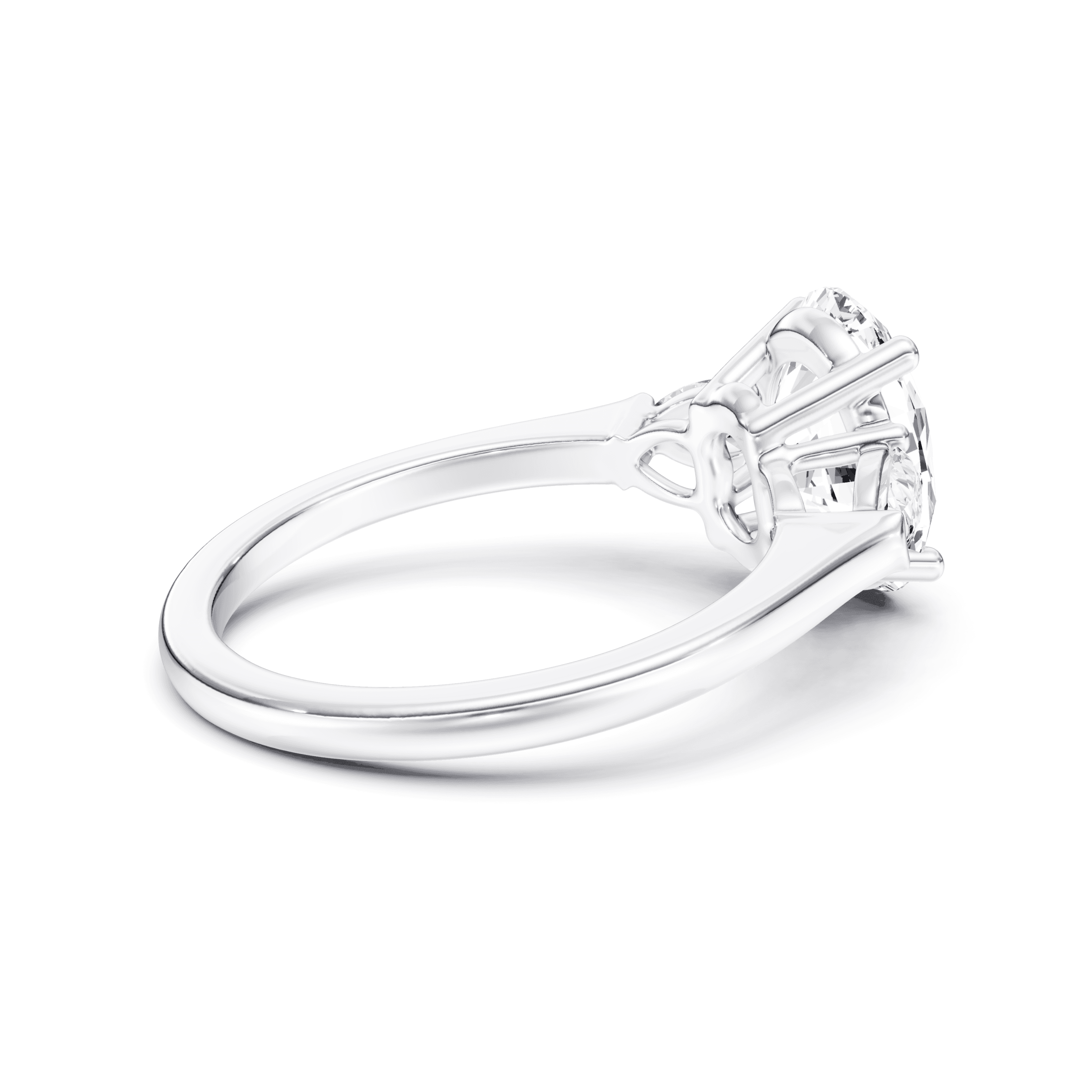 3 Stone Pear Ring Oval — White Gold view 3