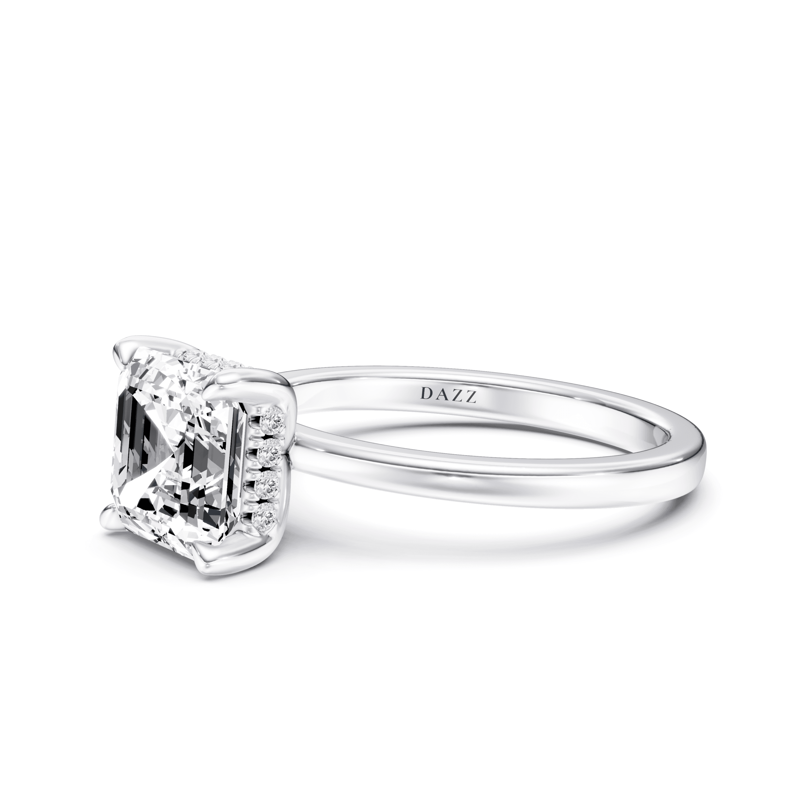 Hidden Halo Ring Asscher — White Gold view 3