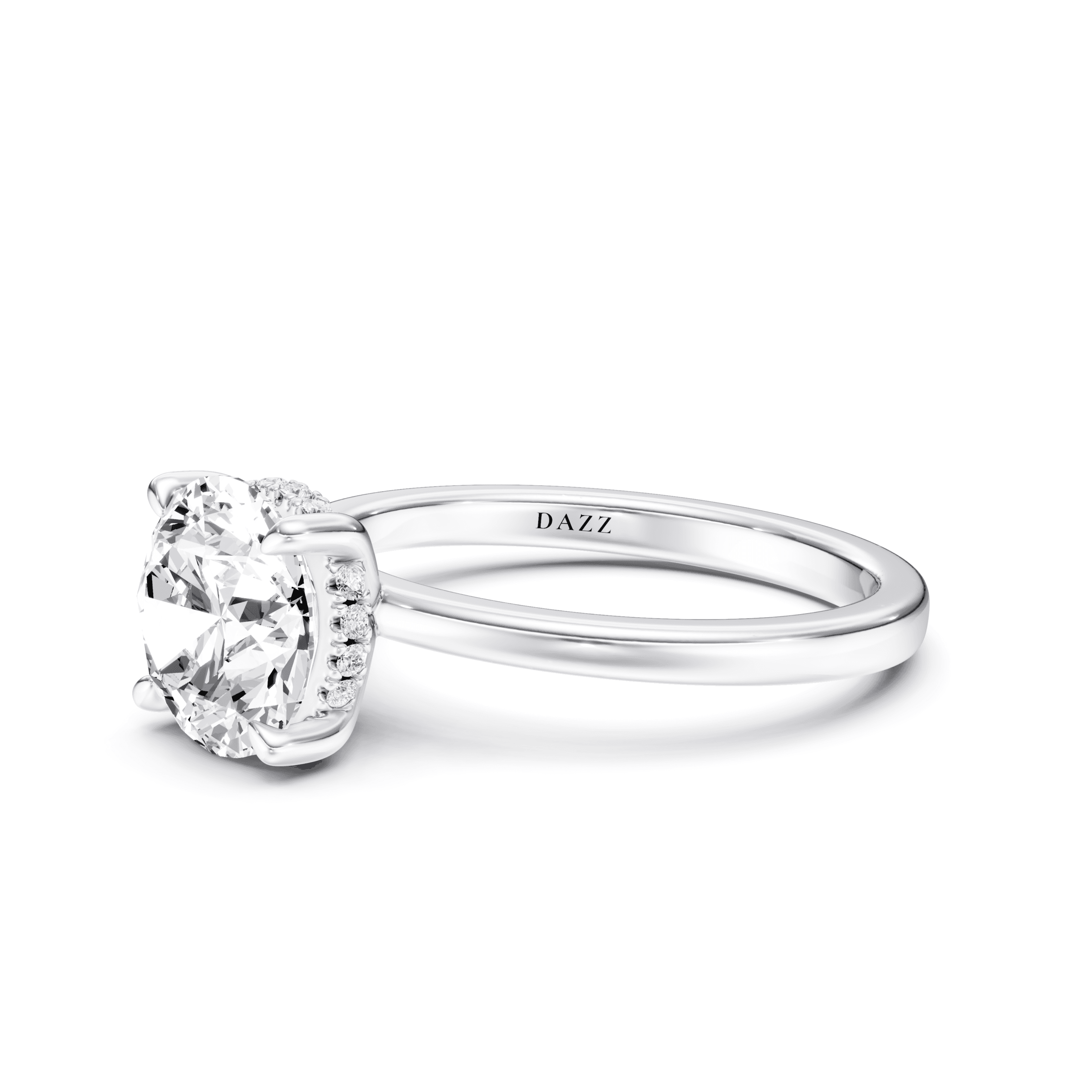 Hidden Halo Round — White Gold view 3