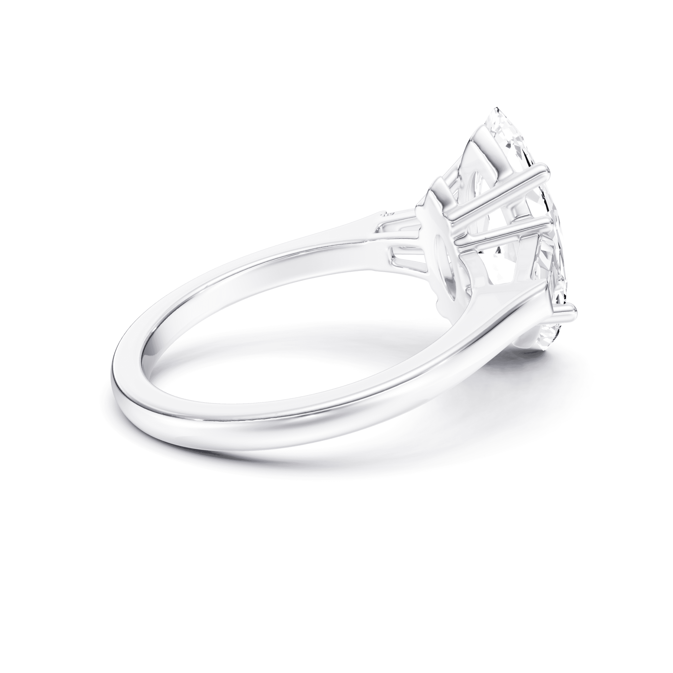 3 Stone Tapered Ring Marquise — White Gold view 3