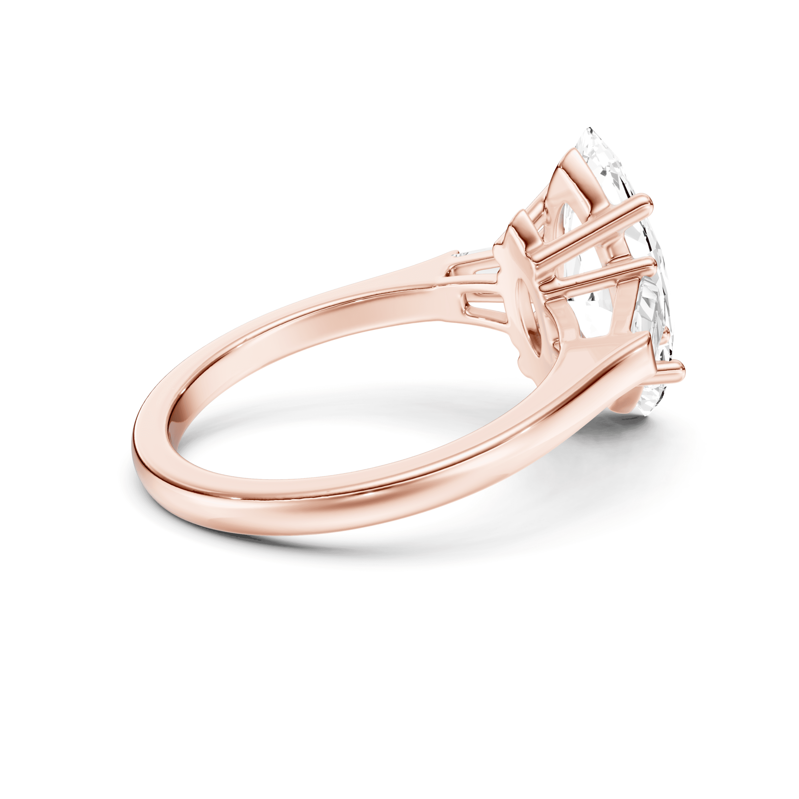 3 Stone Tapered Ring Marquise — White Gold view 7