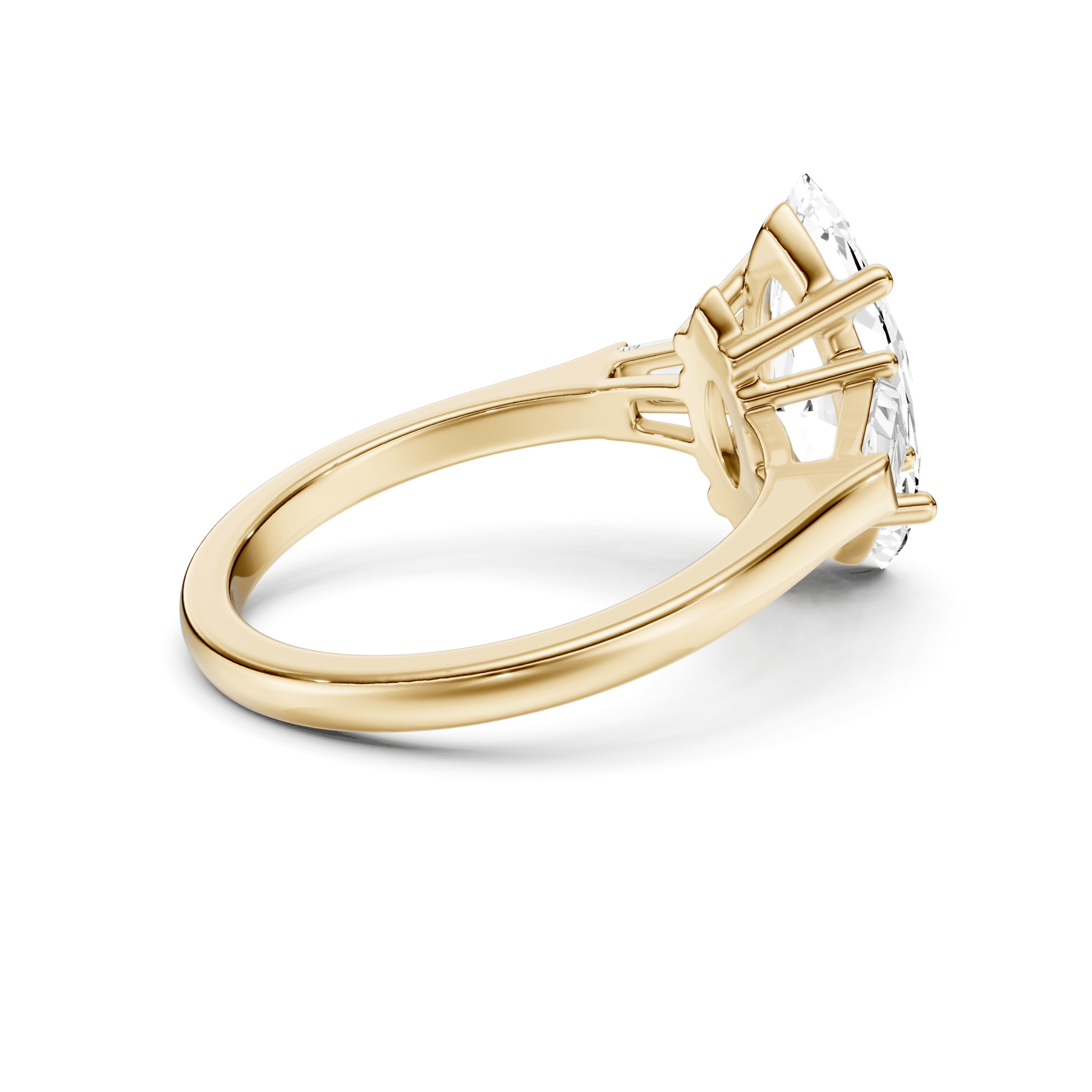 3 Stone Tapered Ring Marquise — White Gold view 10