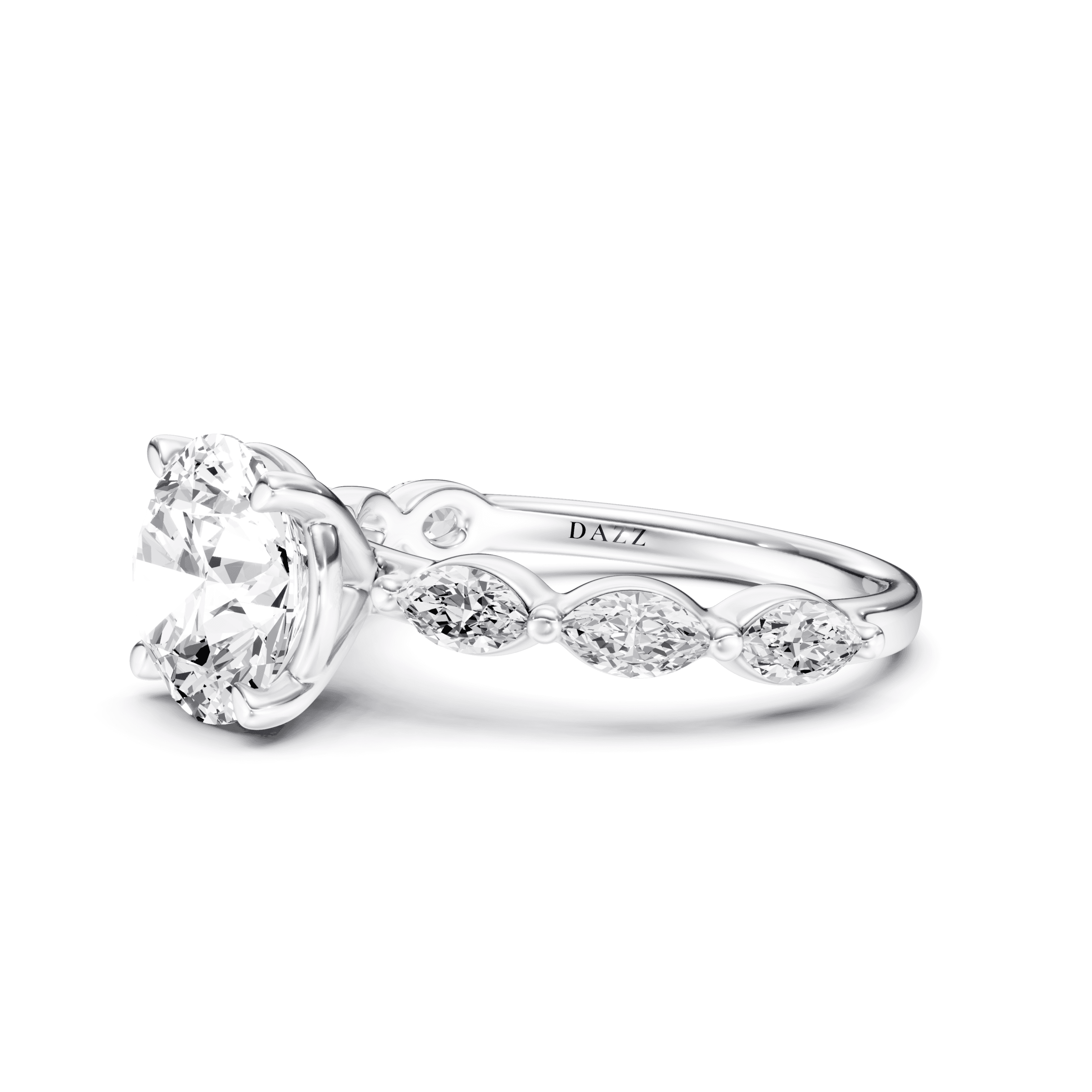 Solitaire Marquise Round — White Gold view 3