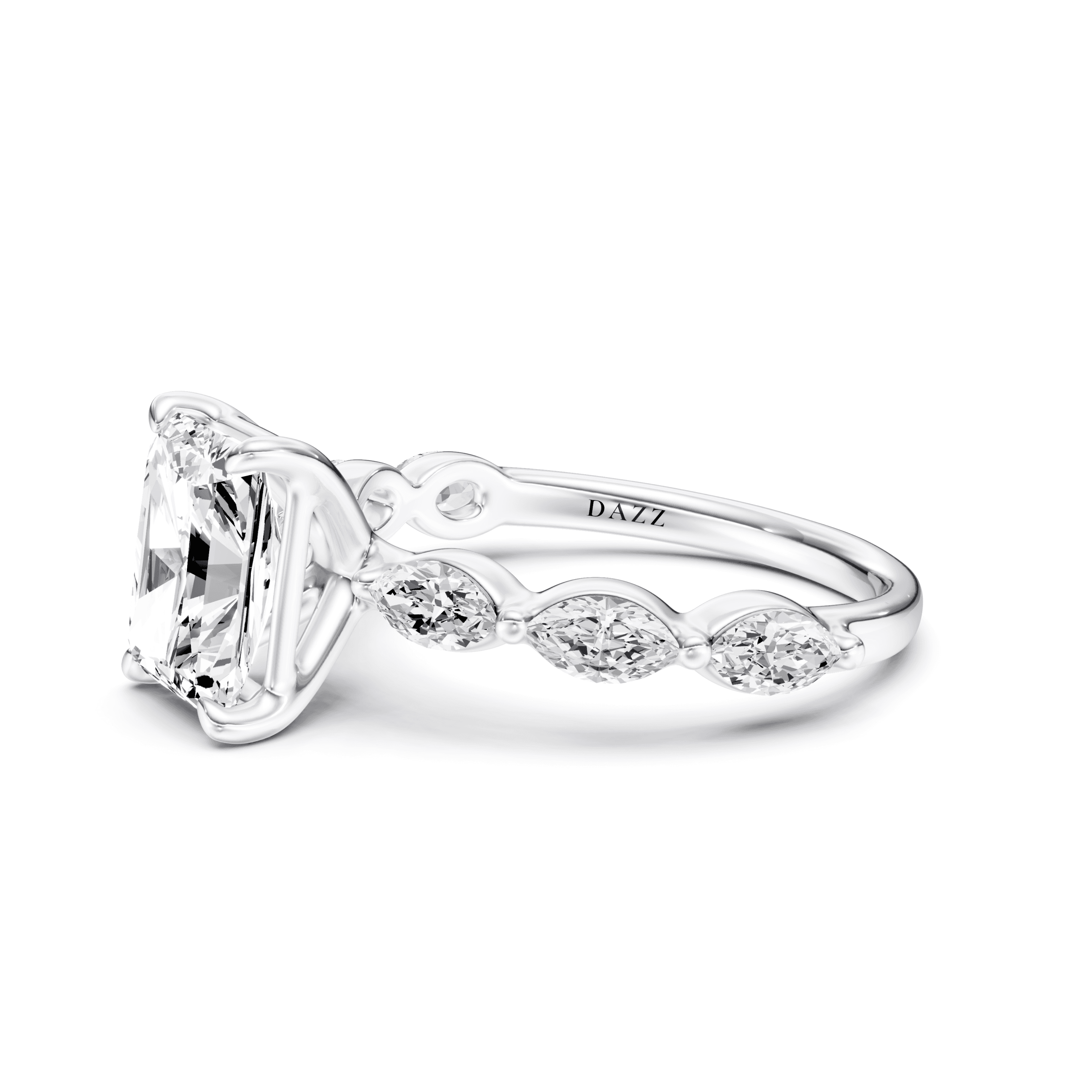 Solitaire Marquise Radiant — White Gold view 3