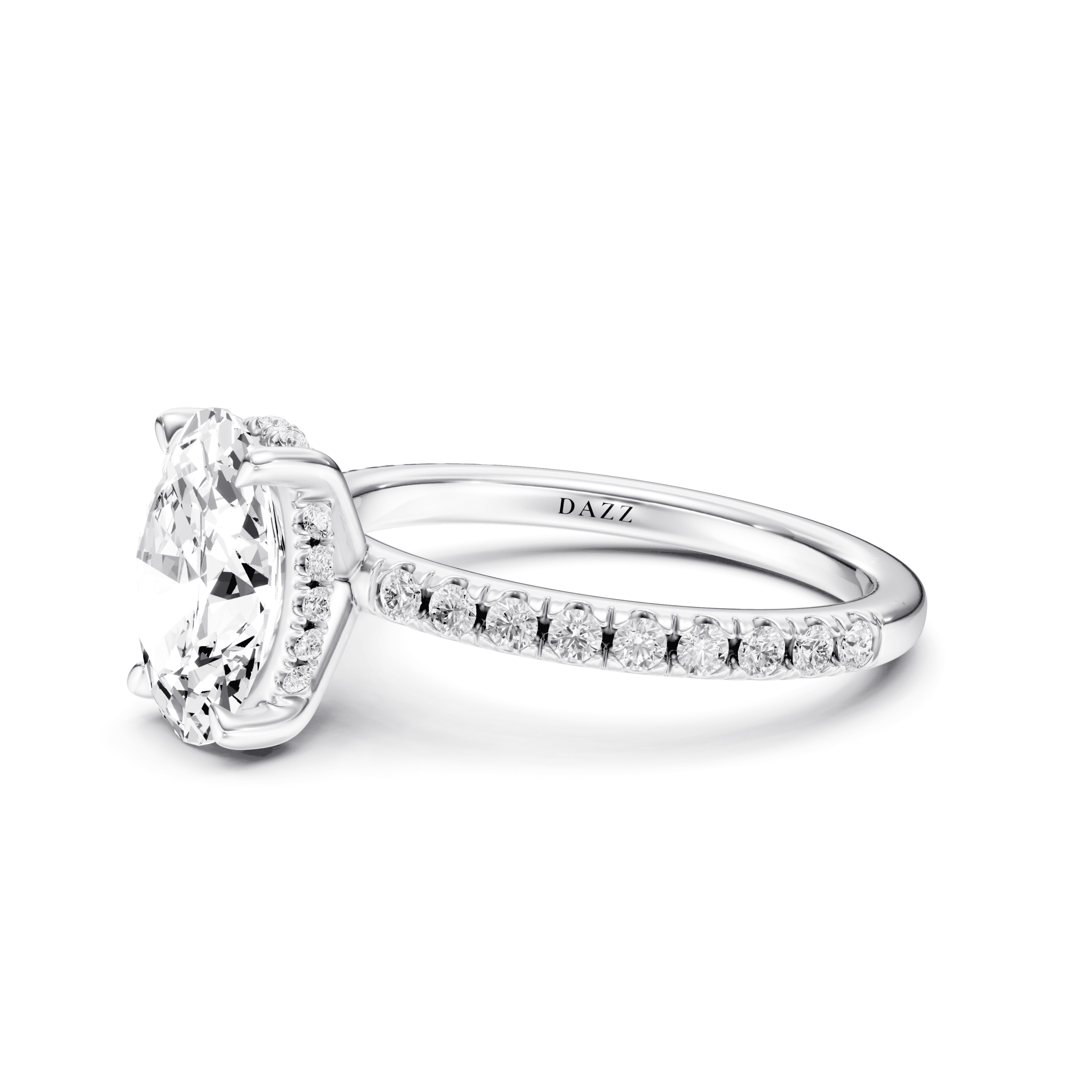 Pavé Ring Oval — White Gold view 3