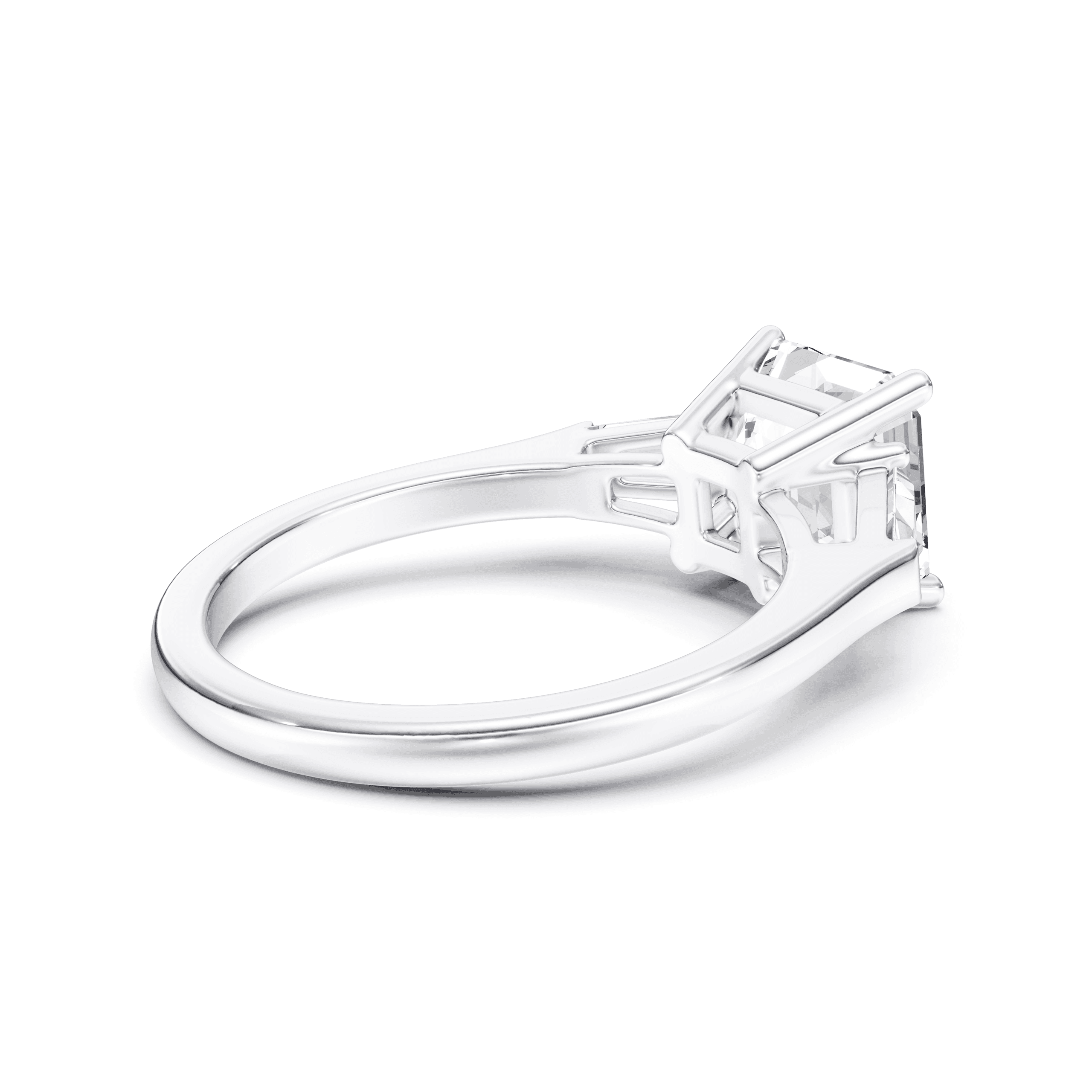3 Stone Tapered Ring Asscher — White Gold view 3