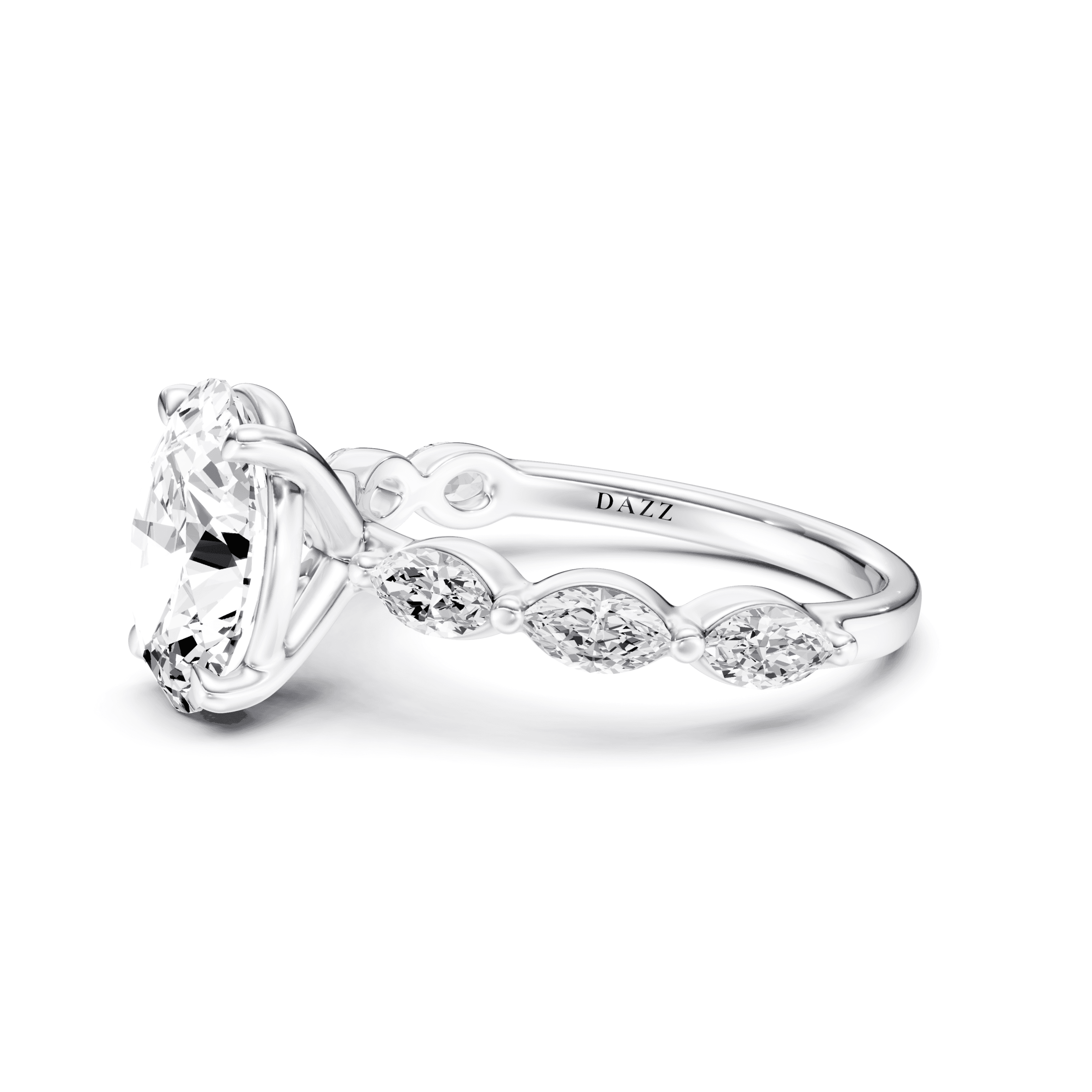 Solitaire Marquise Oval — White Gold view 3