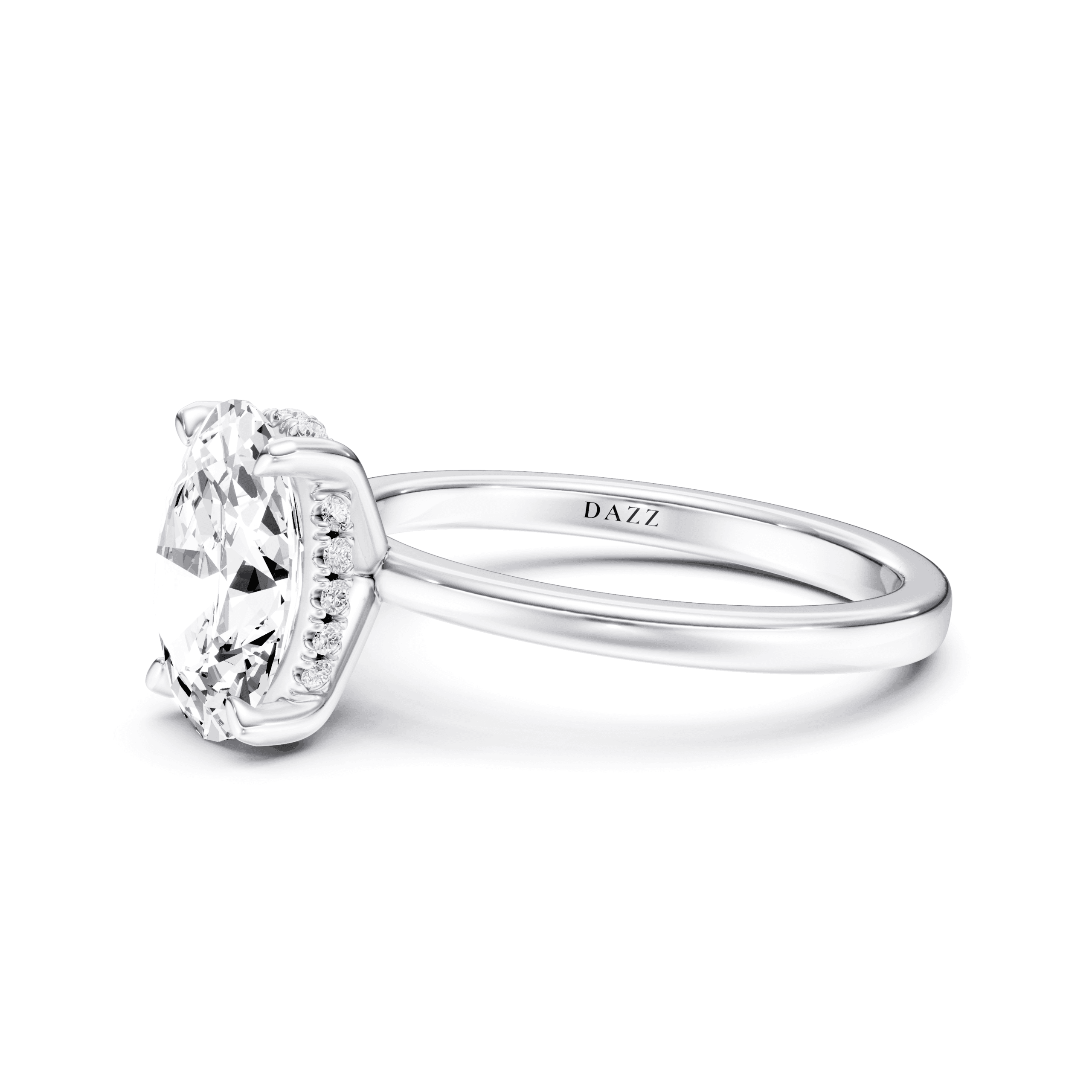 Hidden Halo Ring Oval — White Gold view 3