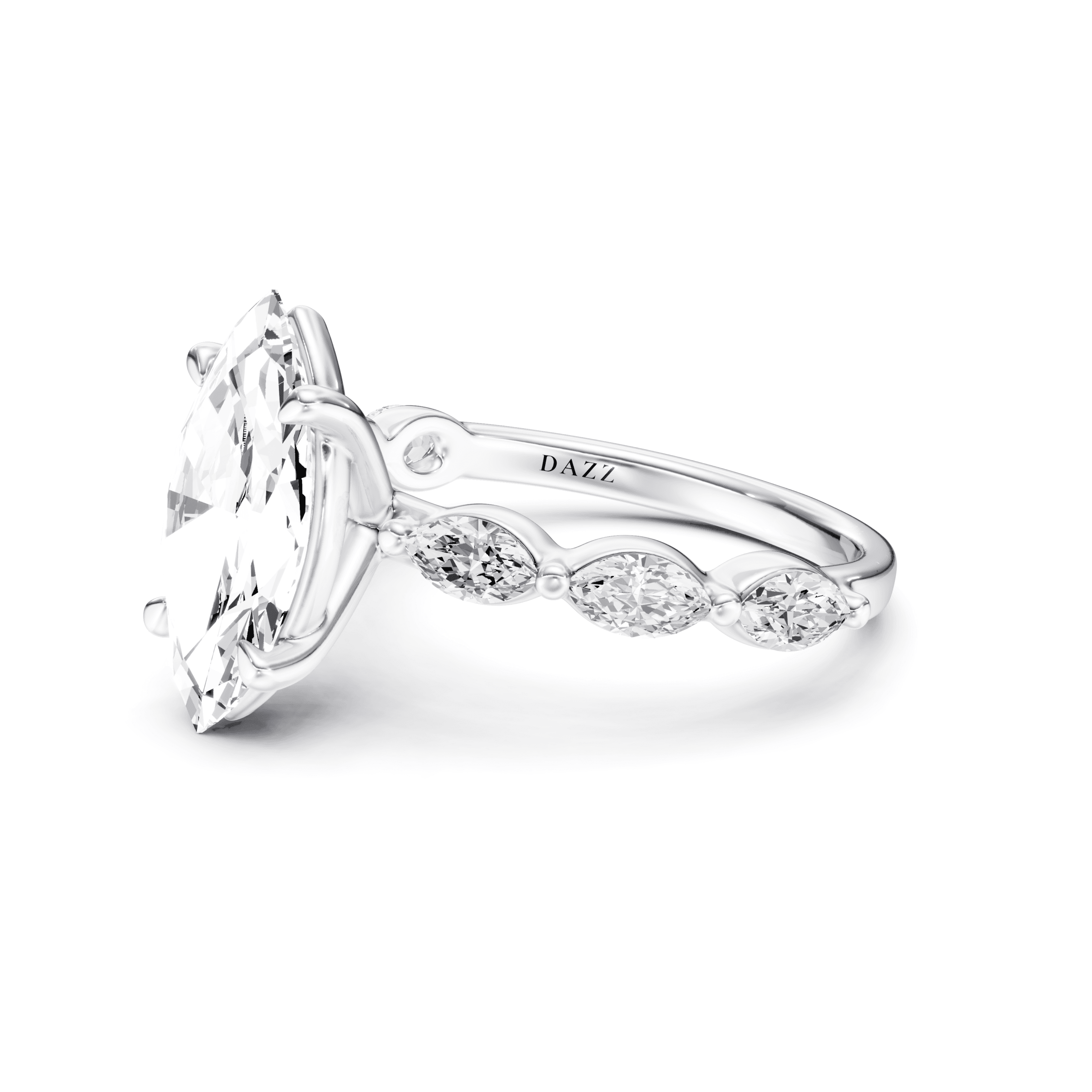 Solitaire Marquise Marquise — White Gold view 3