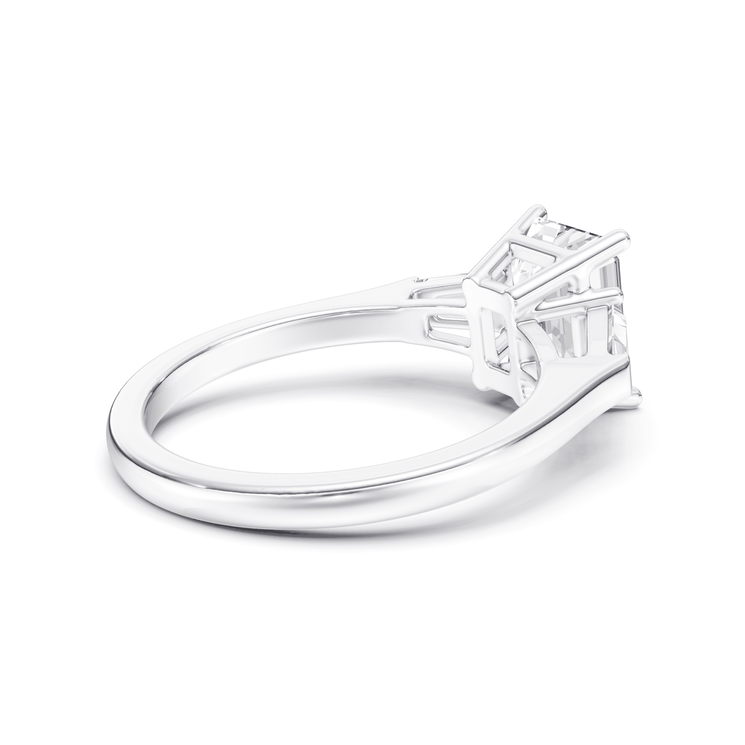 3 Stone Tapered Ring Emerald — White Gold view 3