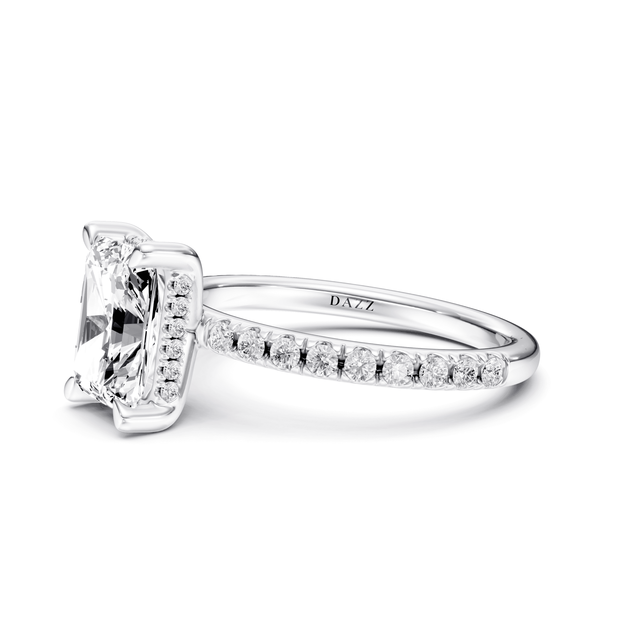 Pavé Ring Radiant — White Gold view 3