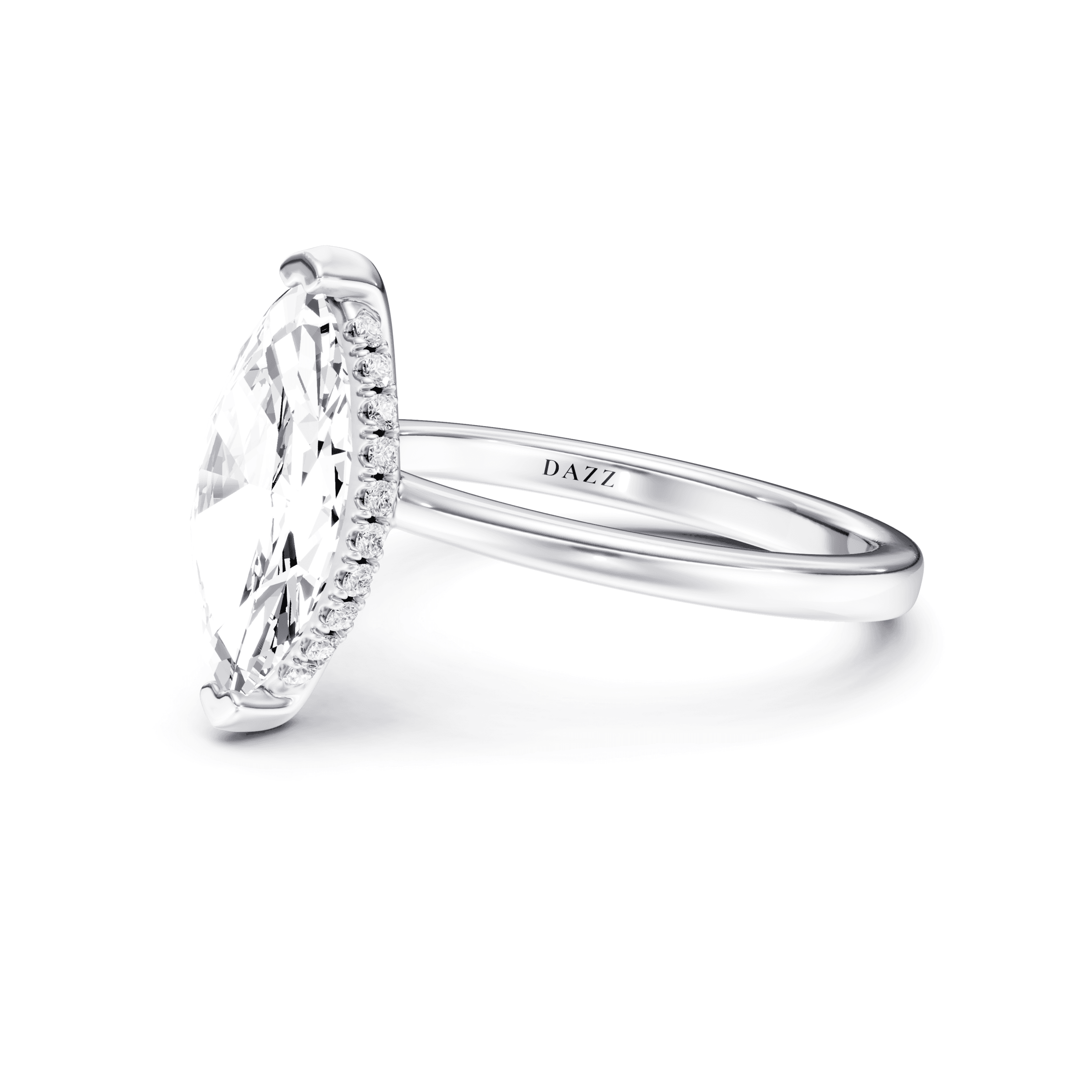Hidden Halo Ring Marquise — White Gold view 3
