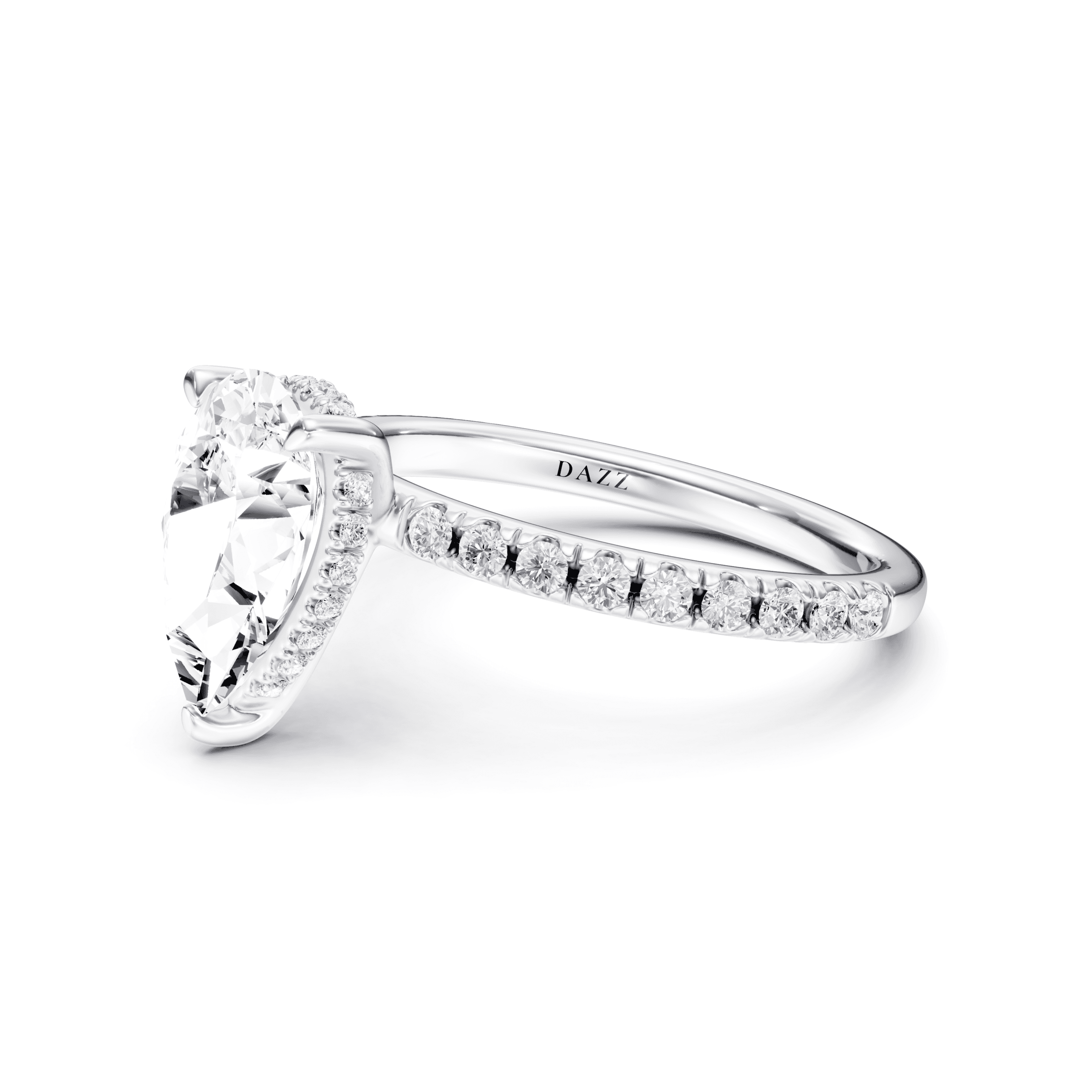 Pavé Ring Pear — White Gold view 3