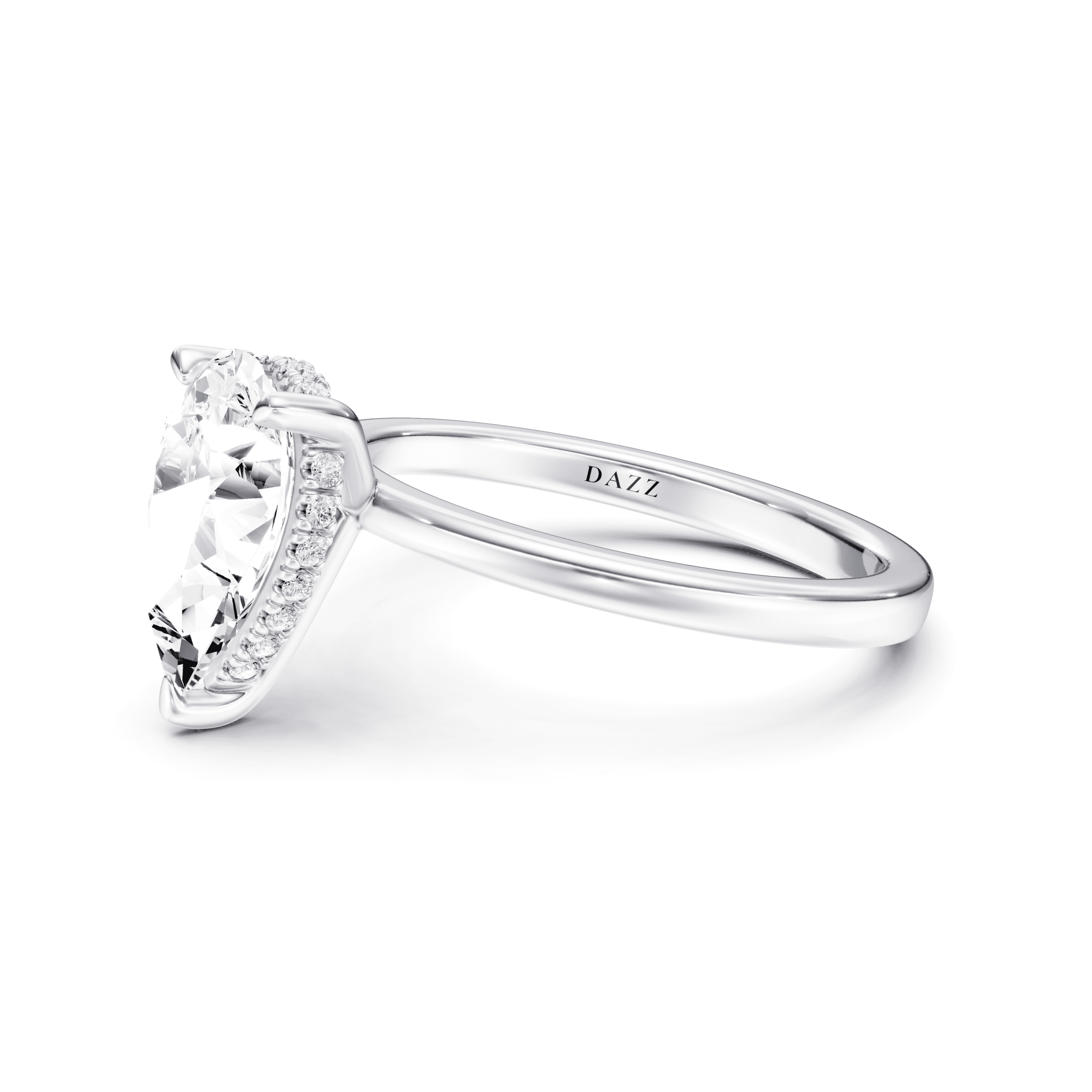 Hidden Halo Pear — White Gold view 3