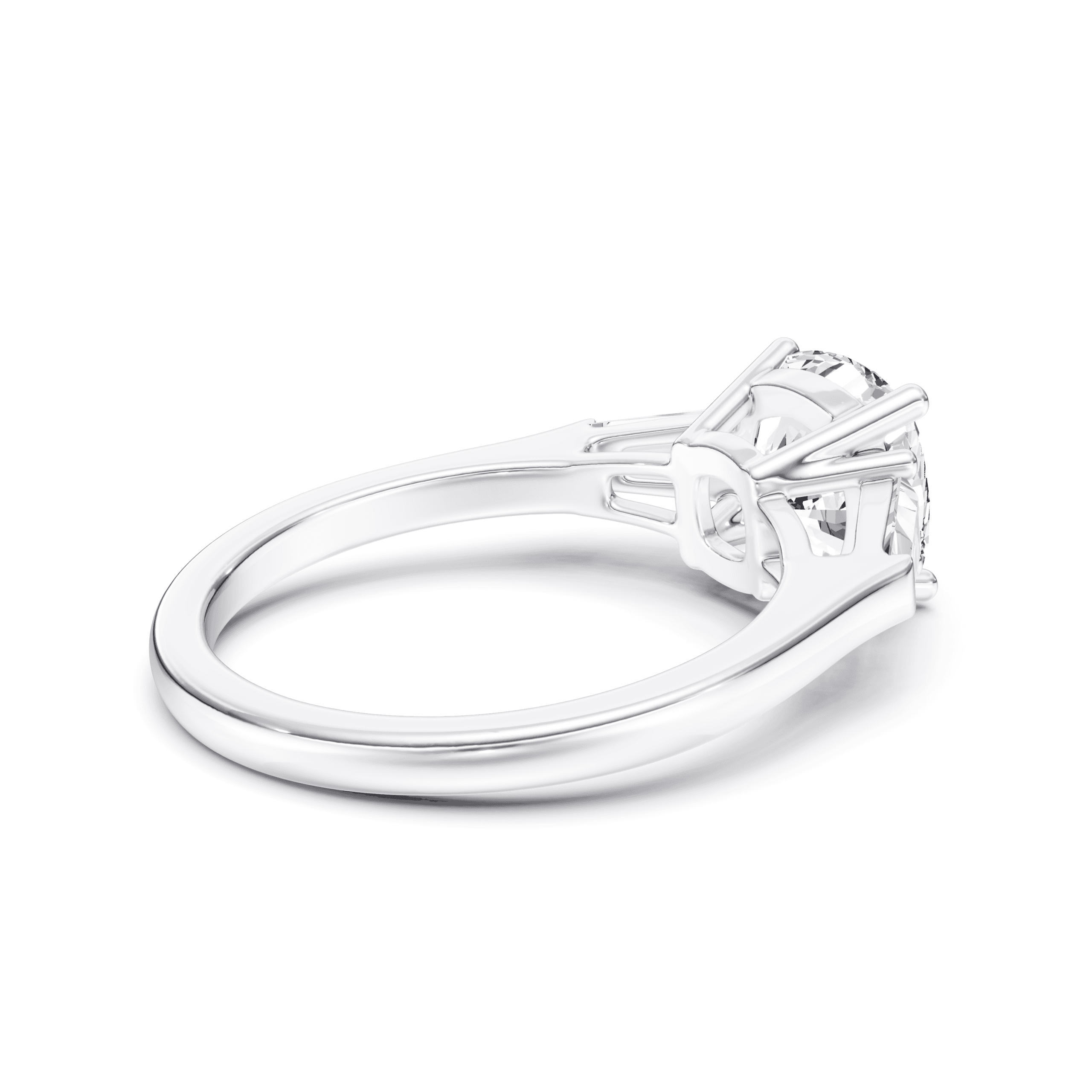 3 Stone Tapered Ring Cushion — White Gold view 3