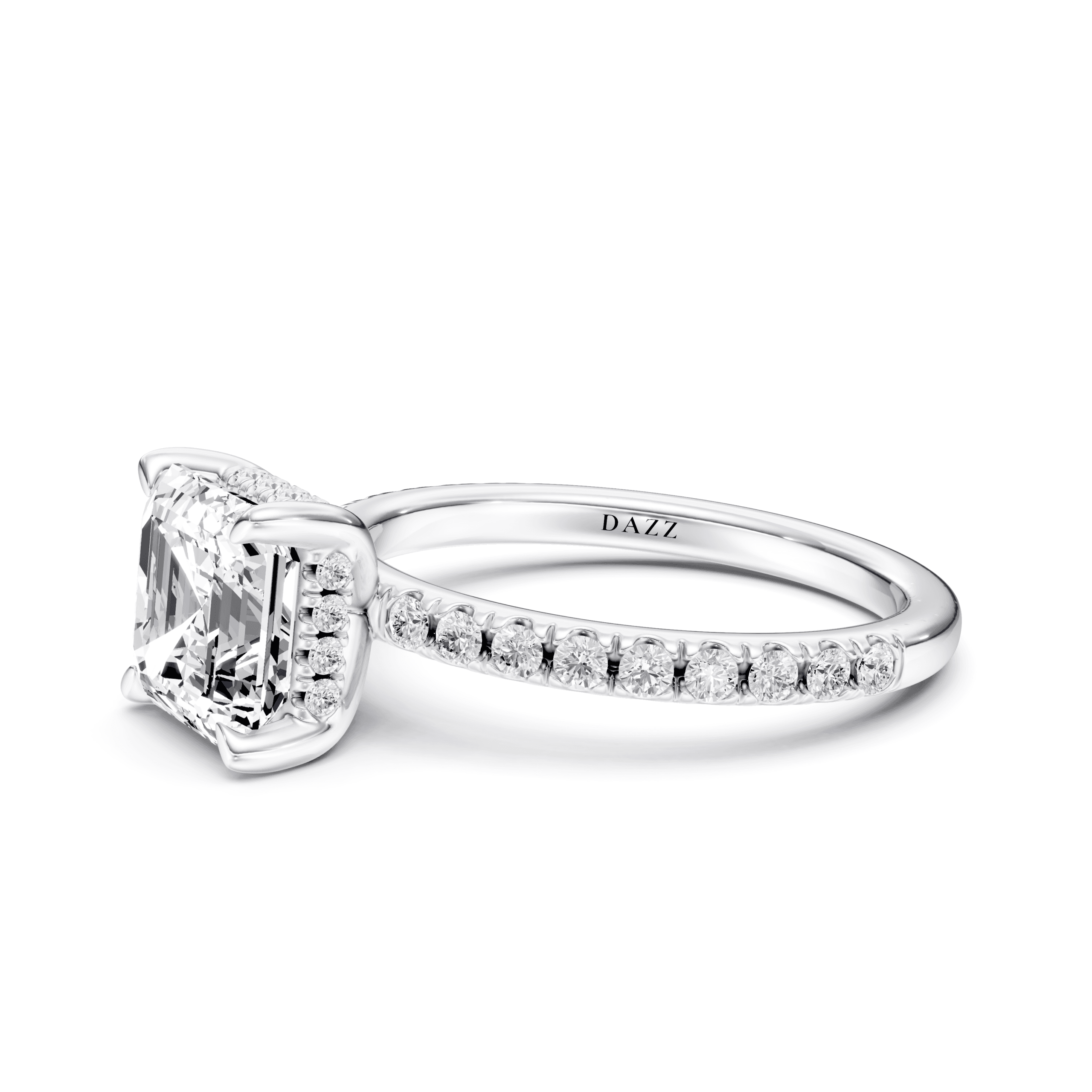 Pavé Ring Asscher — White Gold view 4