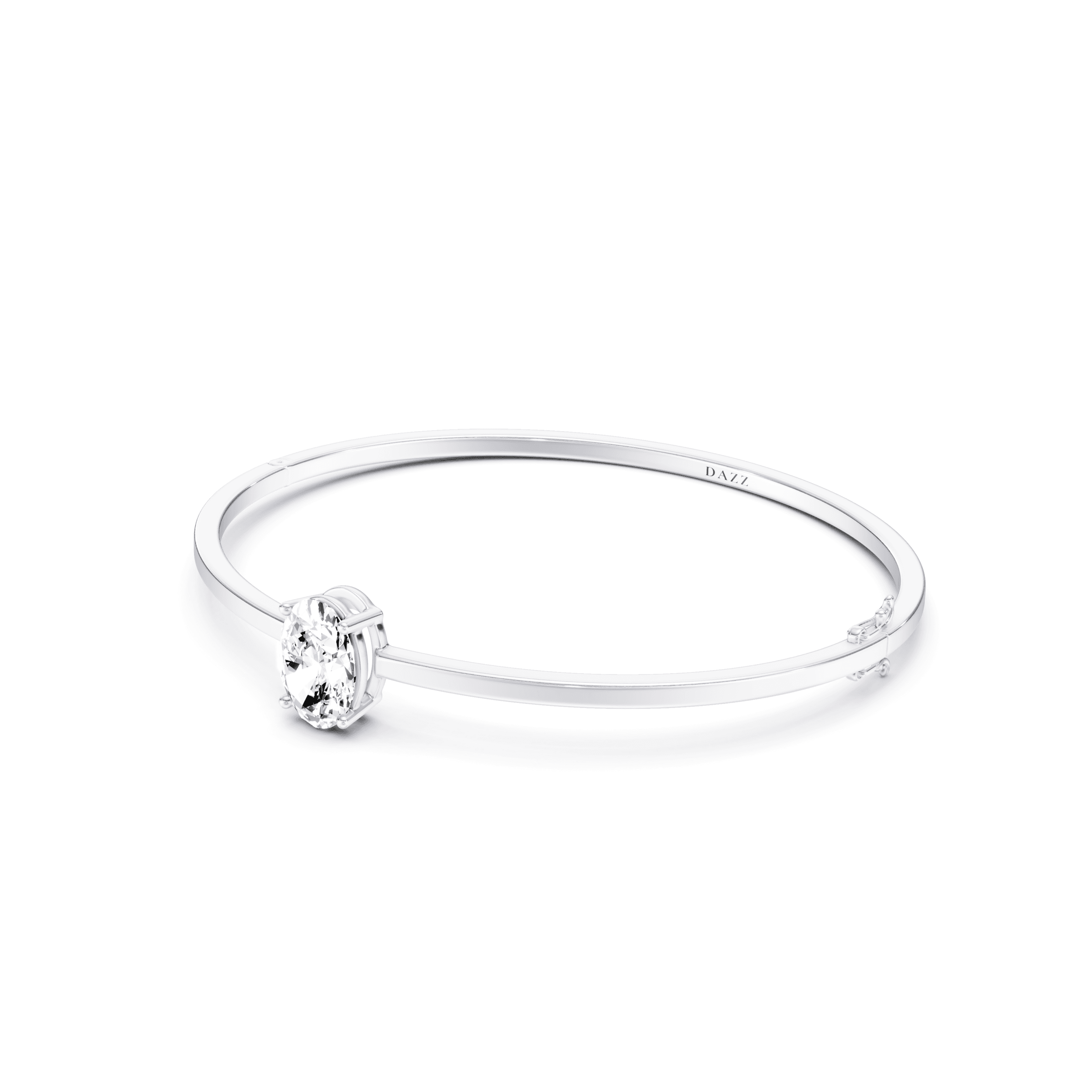 Bangle Solitaire Oval 2ct — White Gold view 3