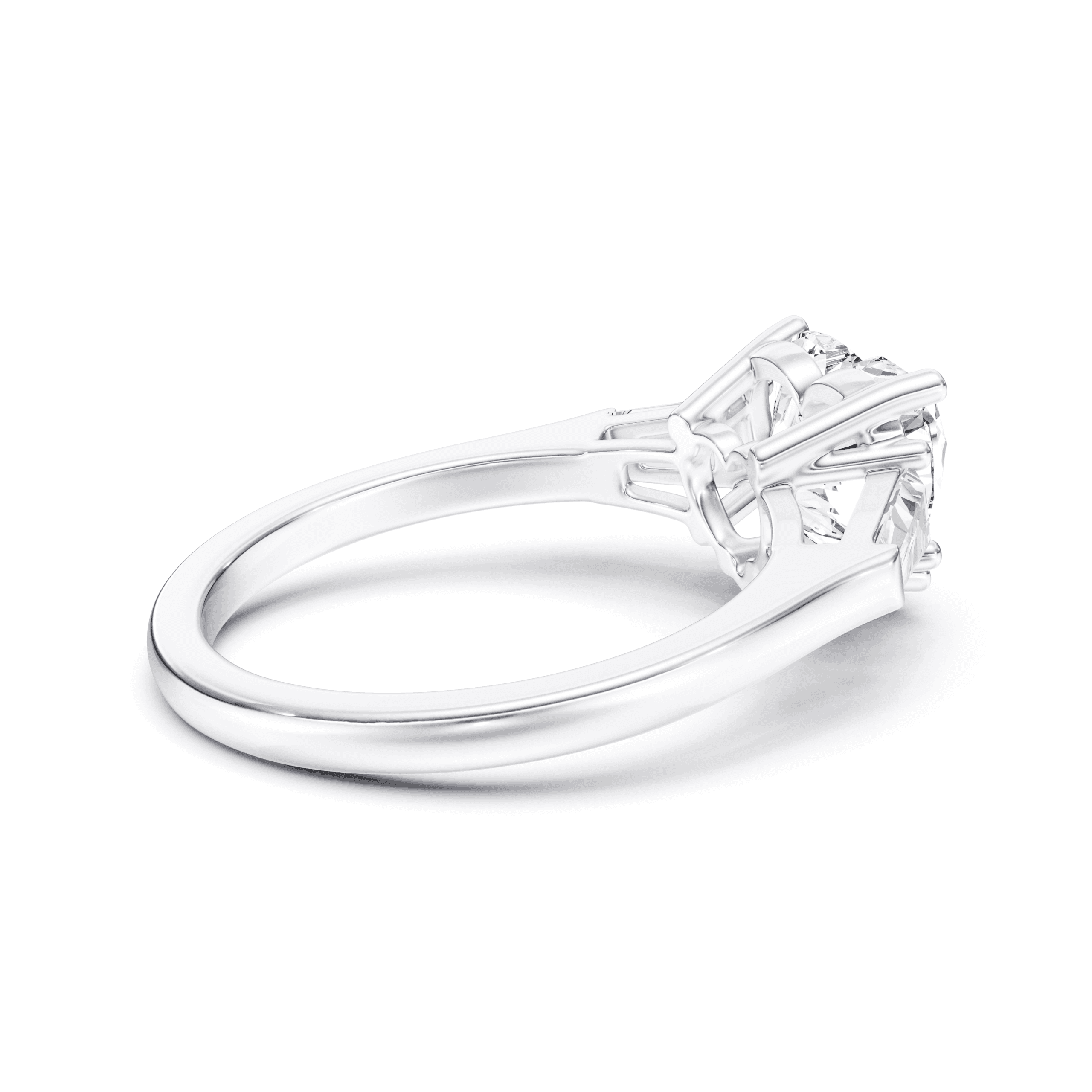 3 Stone Tapered Ring Heart — White Gold view 3