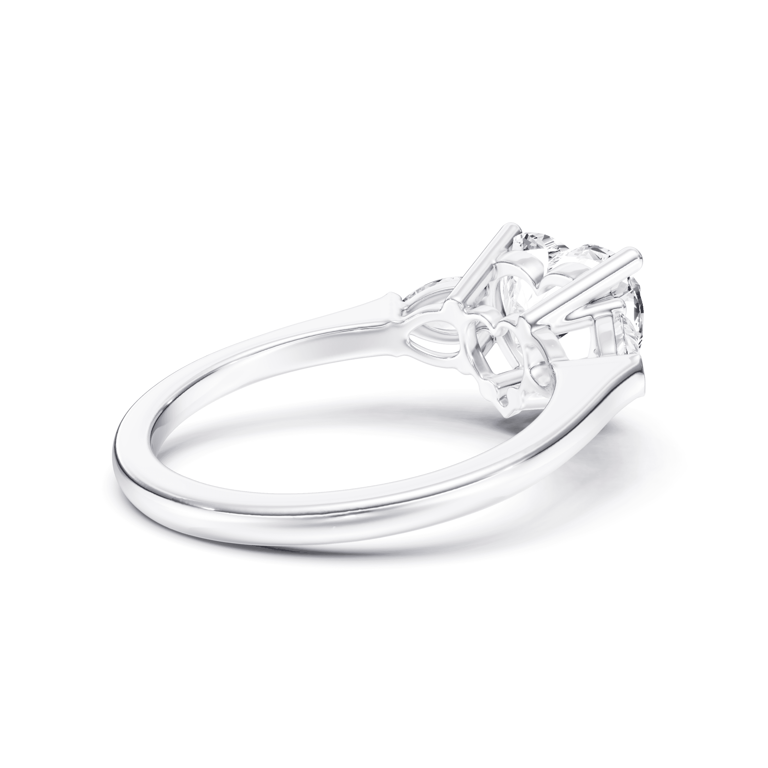 3 Stone Pear Ring Heart — White Gold view 3