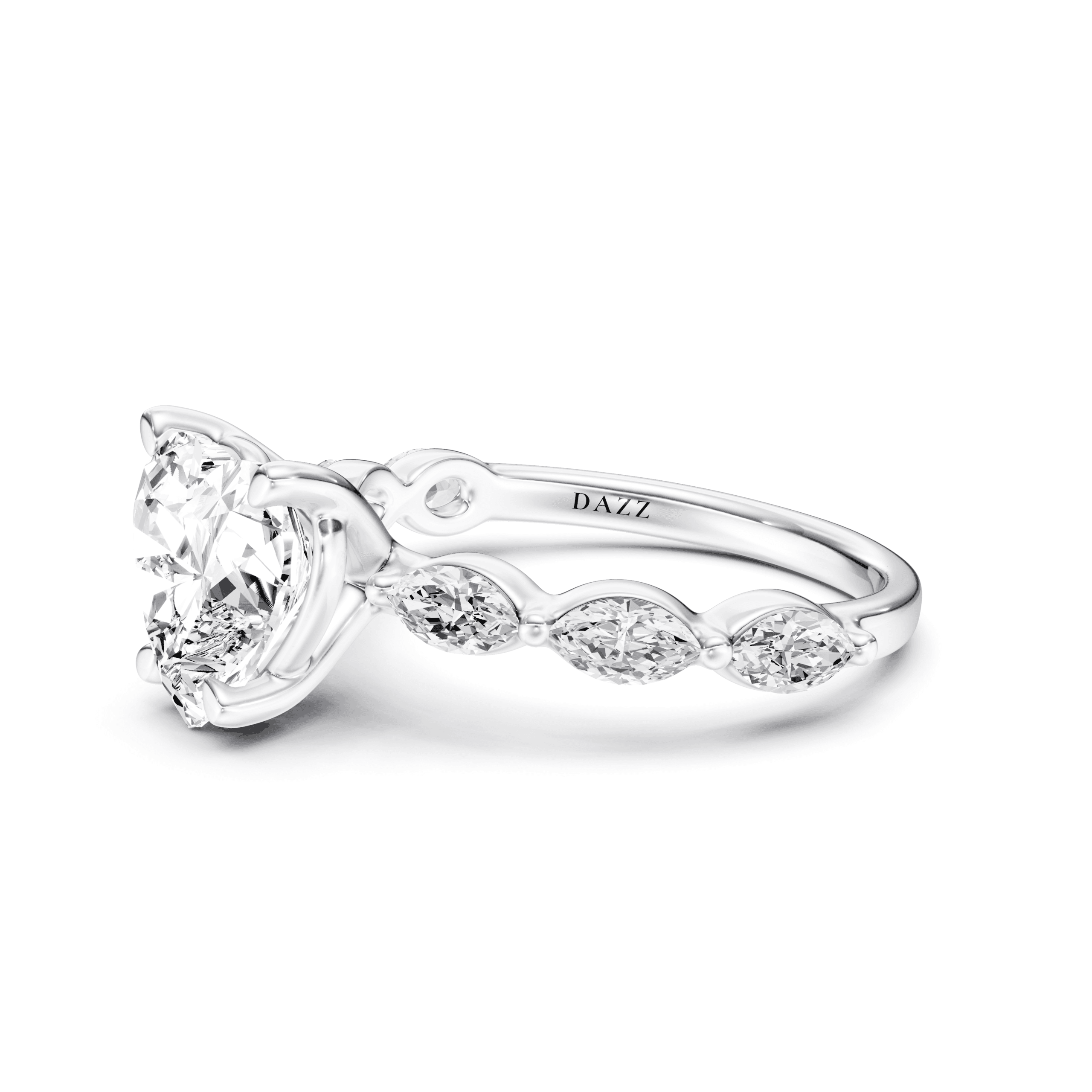 Solitaire Marquise Heart — White Gold view 3