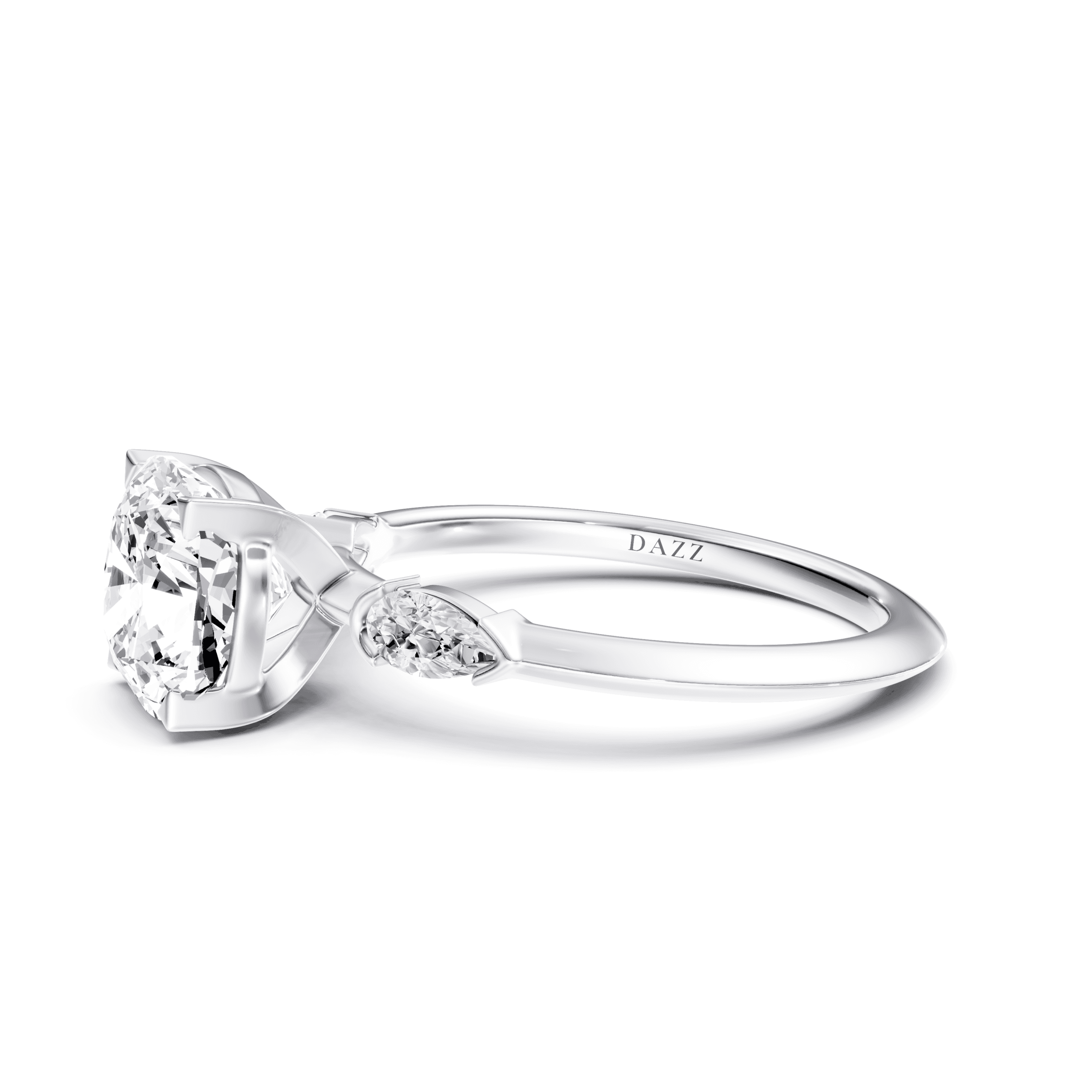 DAZZ Ring Cushion — White Gold view 3