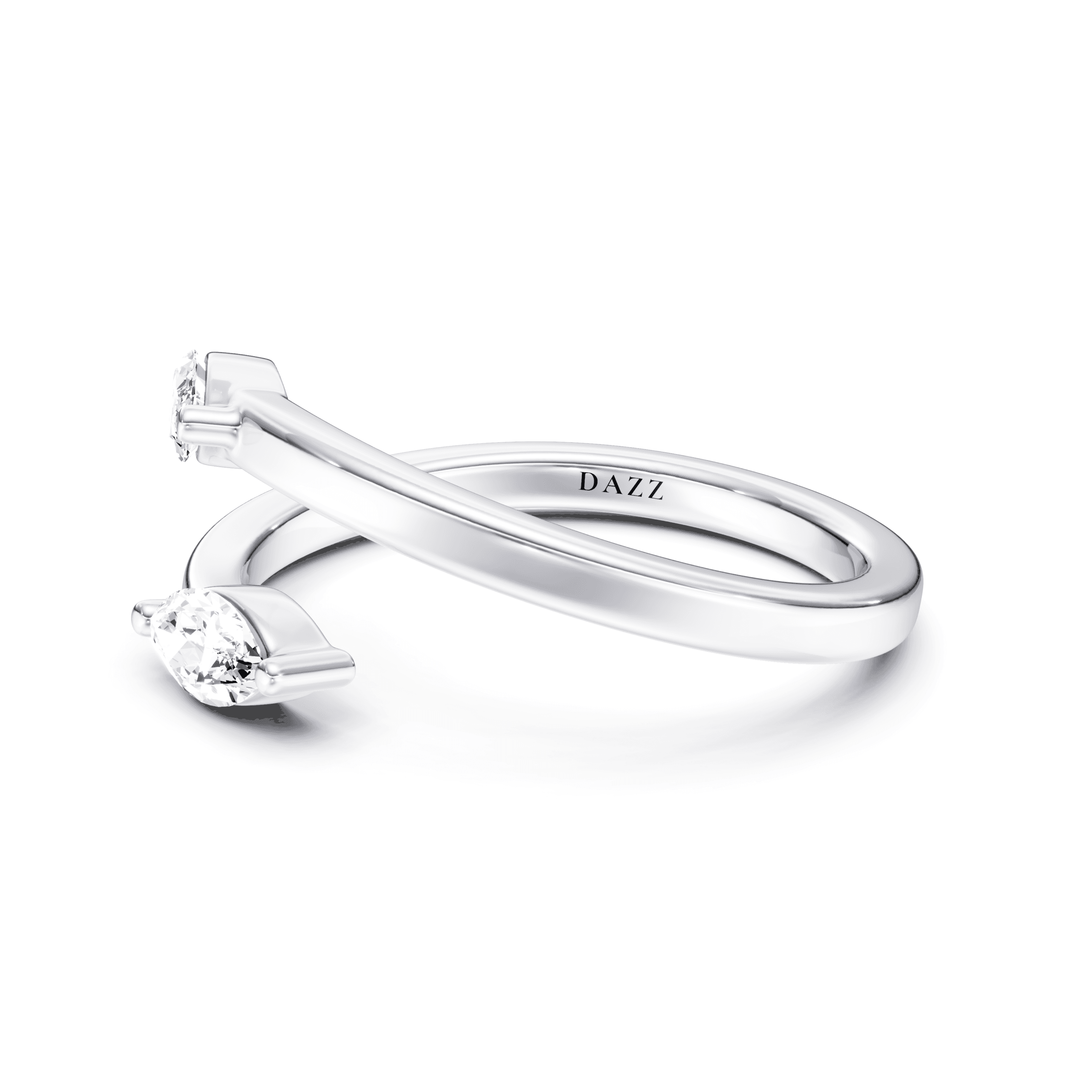 Split Ring Marquise — White Gold view 2