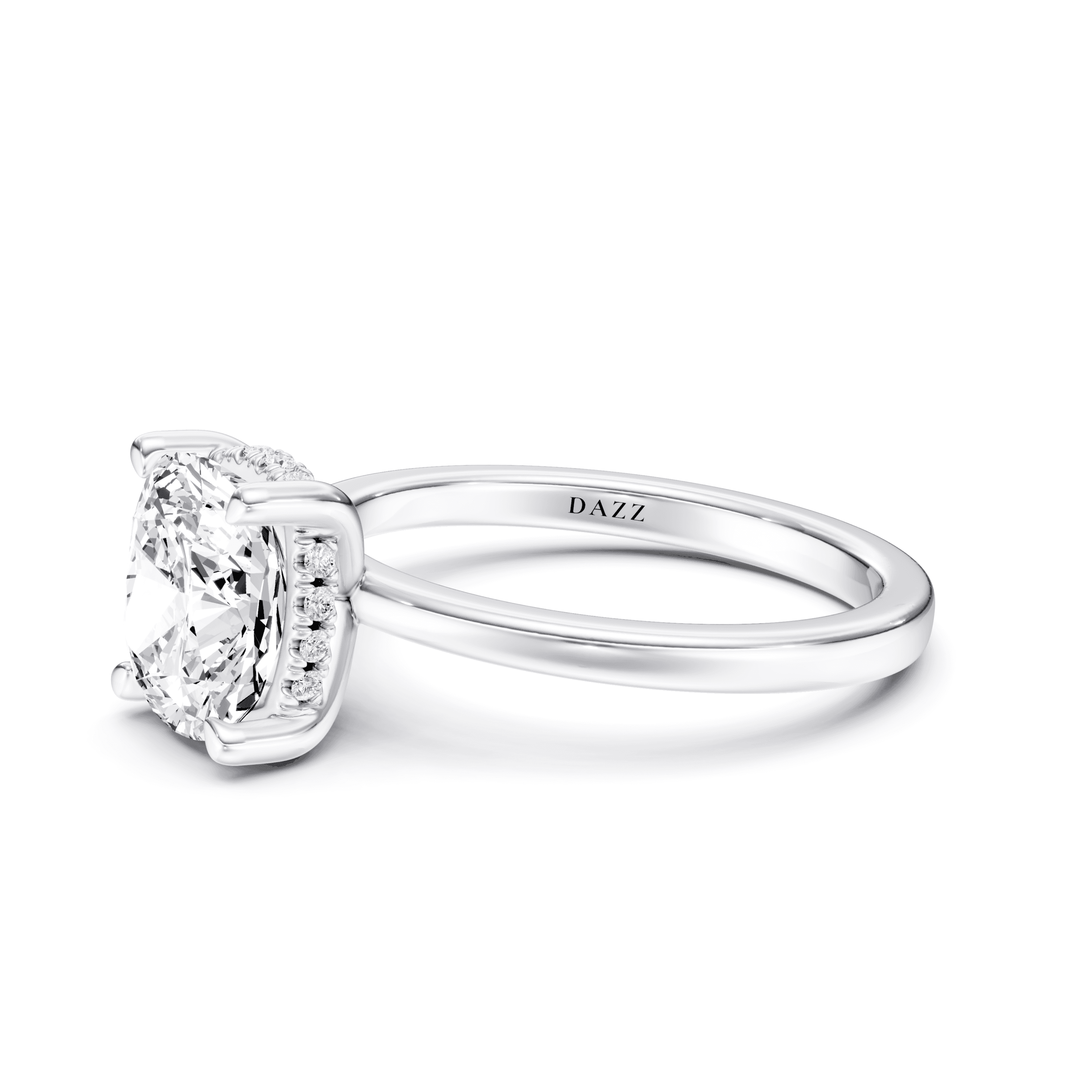 Hidden Halo Ring Cushion — White Gold view 3