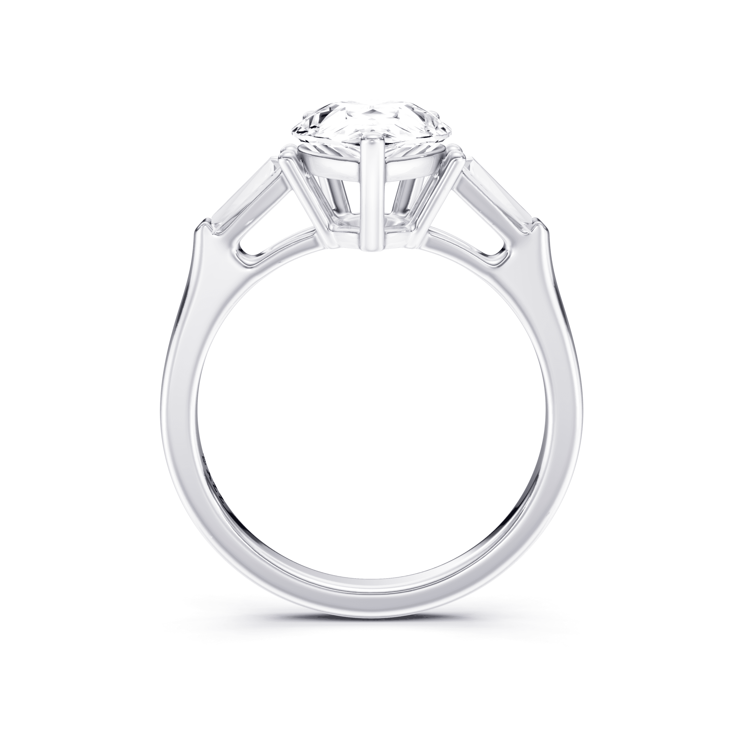 3 Stone Tapered Ring Pear — White Gold view 4