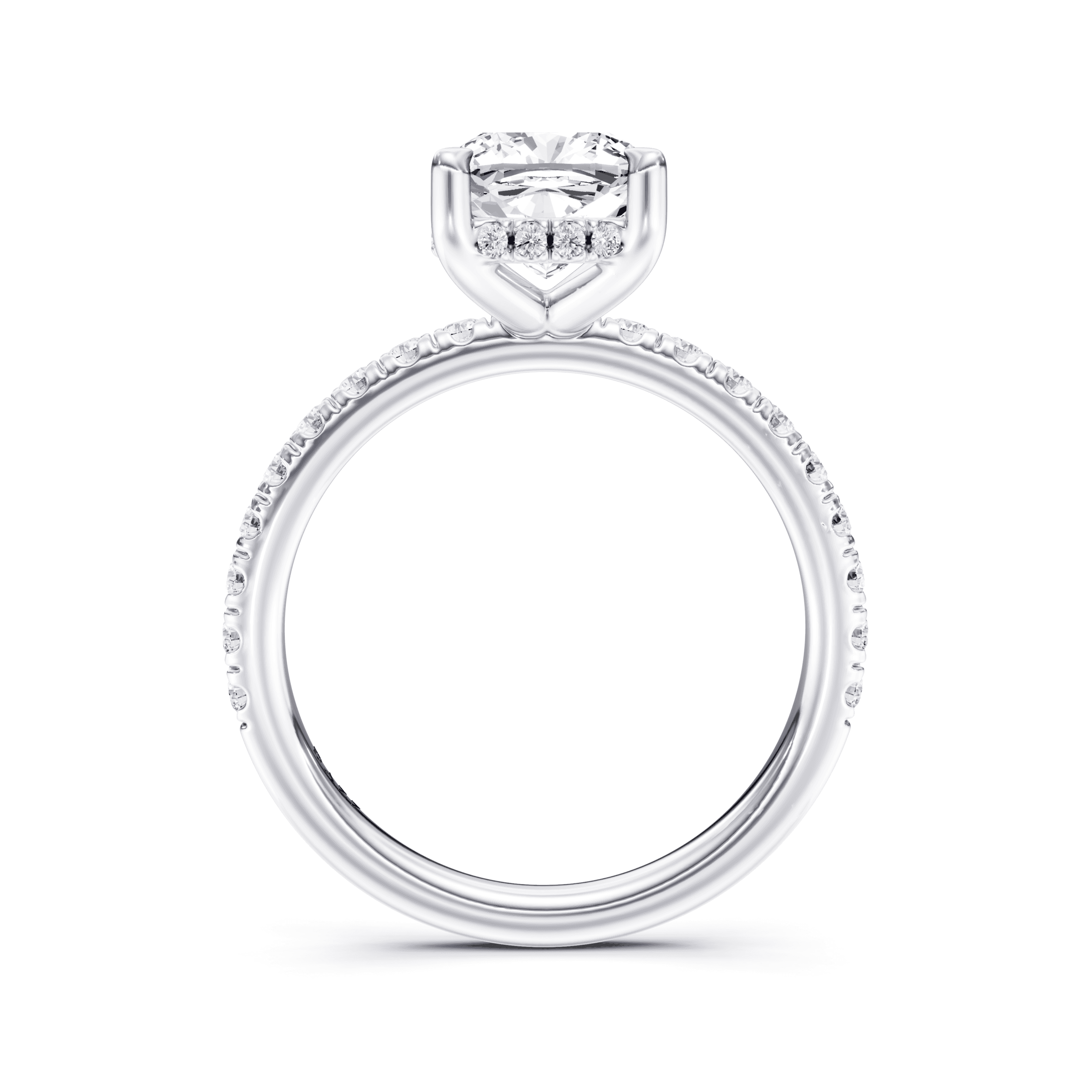 Pavé Ring Cushion — White Gold view 4