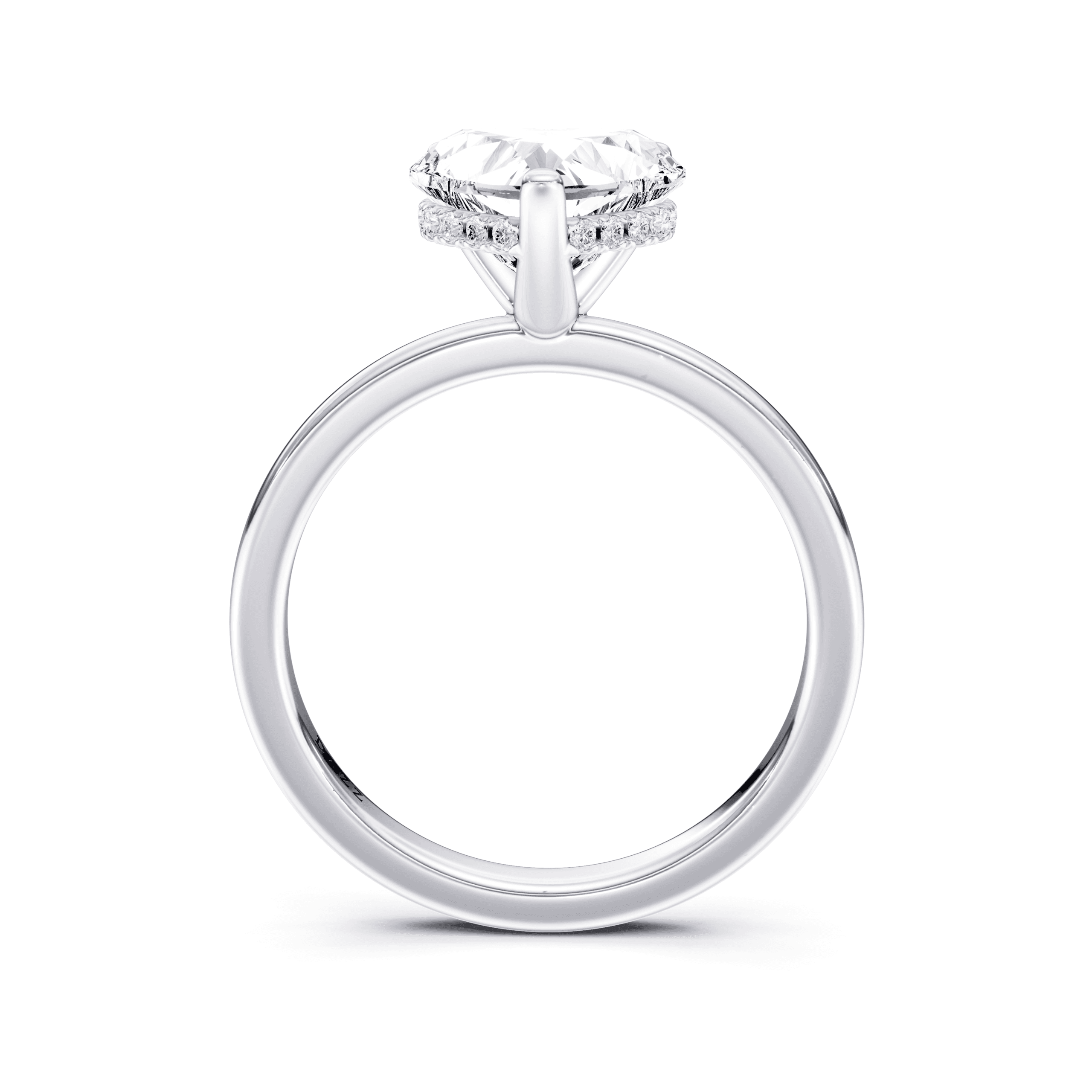 Hidden Halo Ring Heart — White Gold view 4
