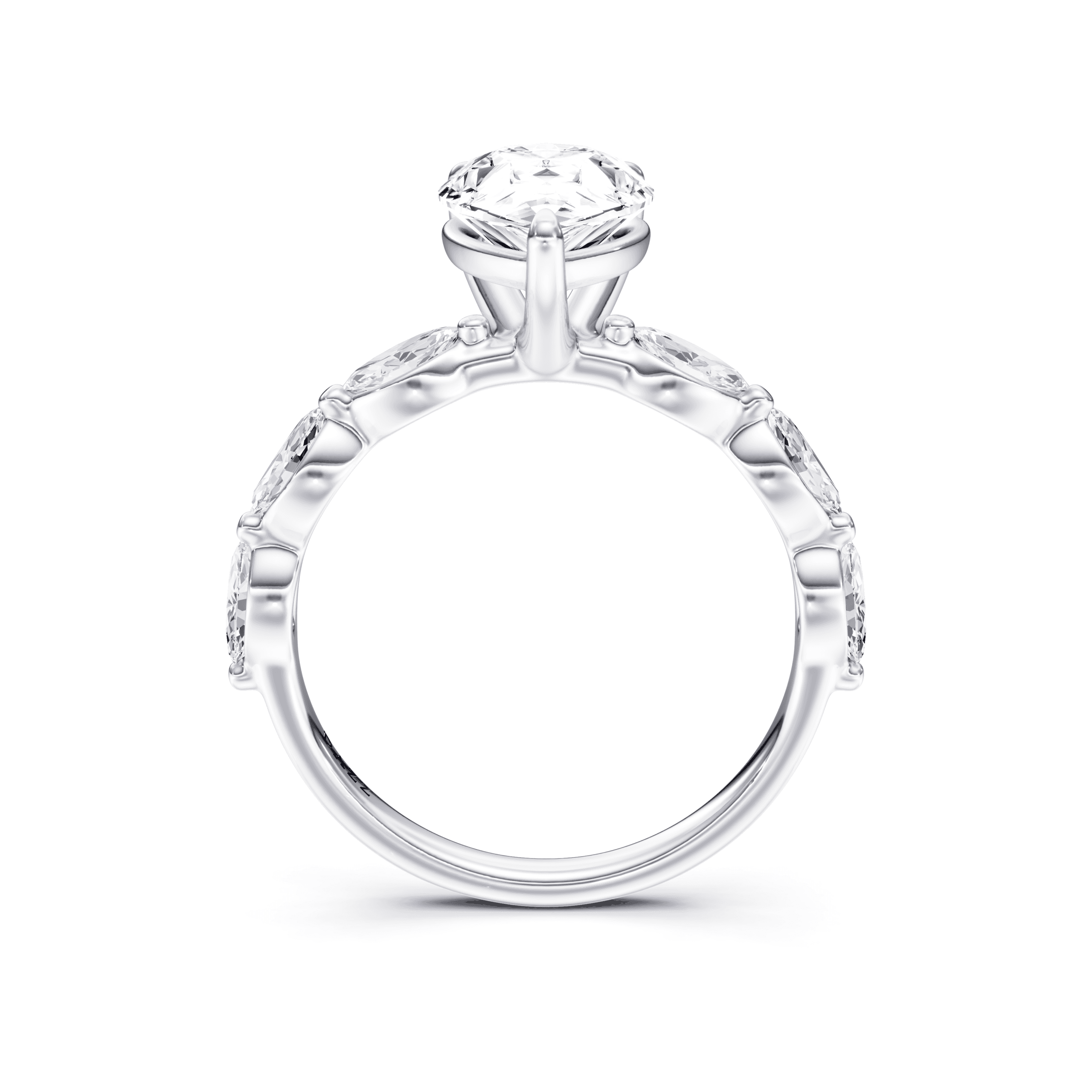 Solitaire Marquise Pear — White Gold view 4
