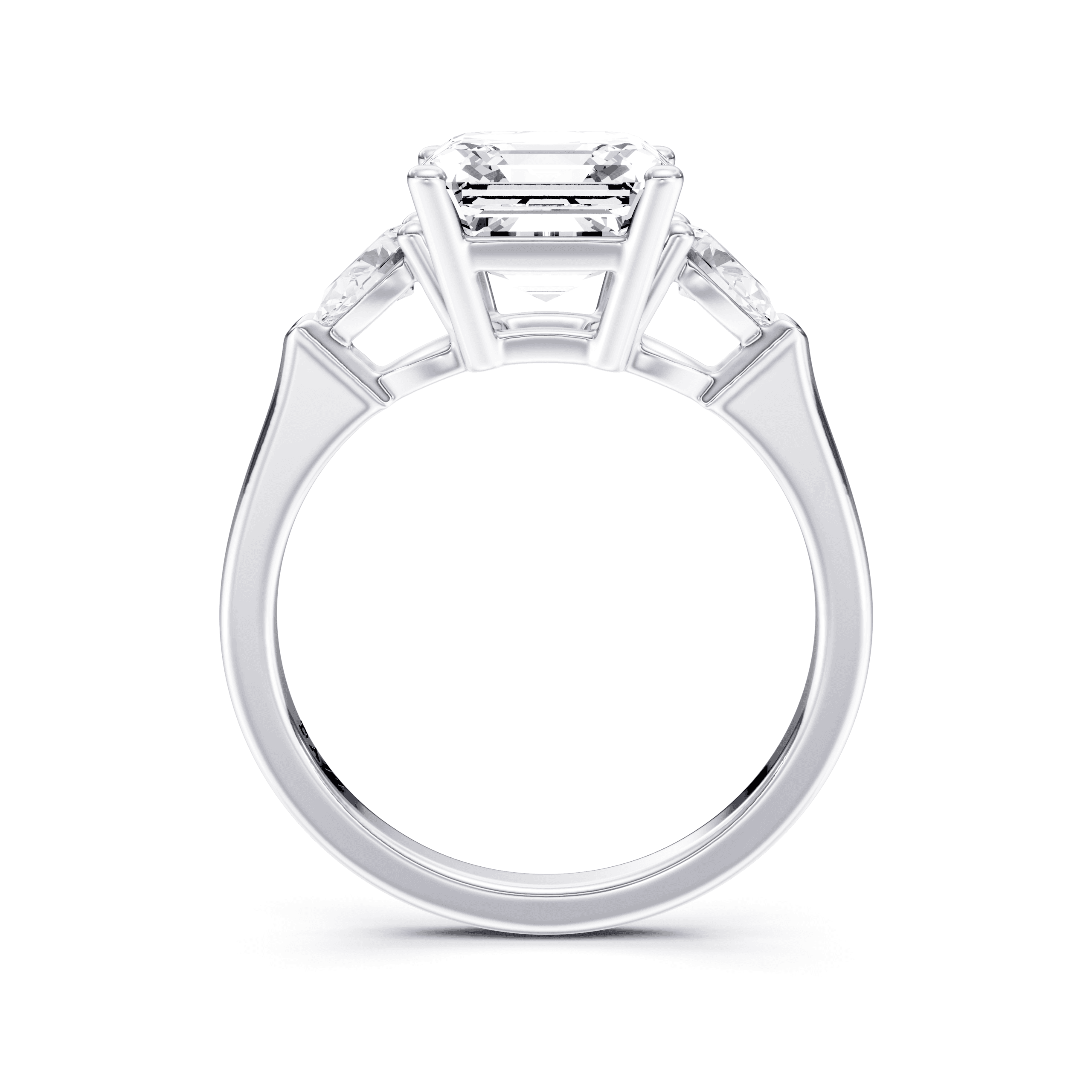 3 Stone Pear Ring Asscher — White Gold view 4