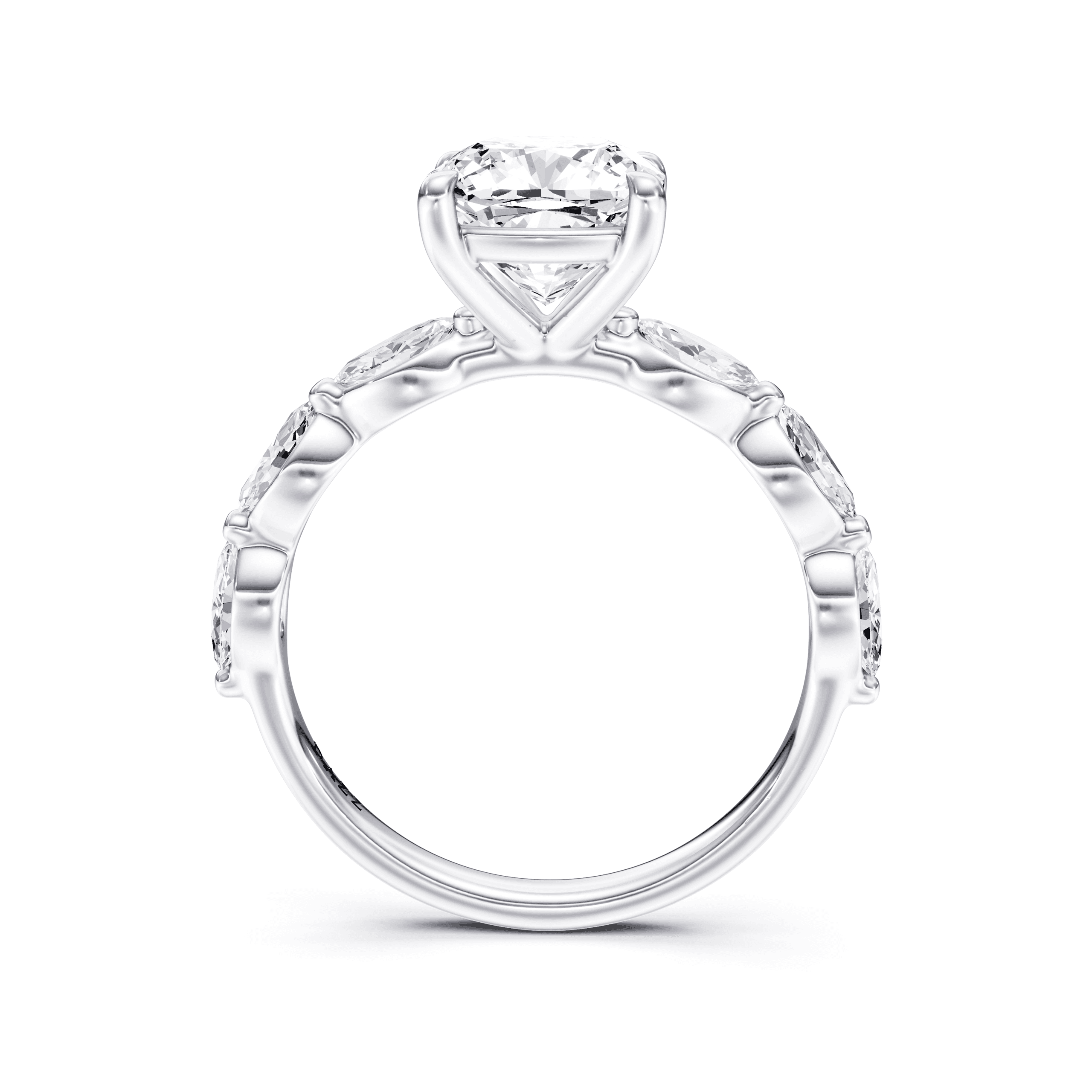 Solitaire Marquise Cushion — White Gold view 4