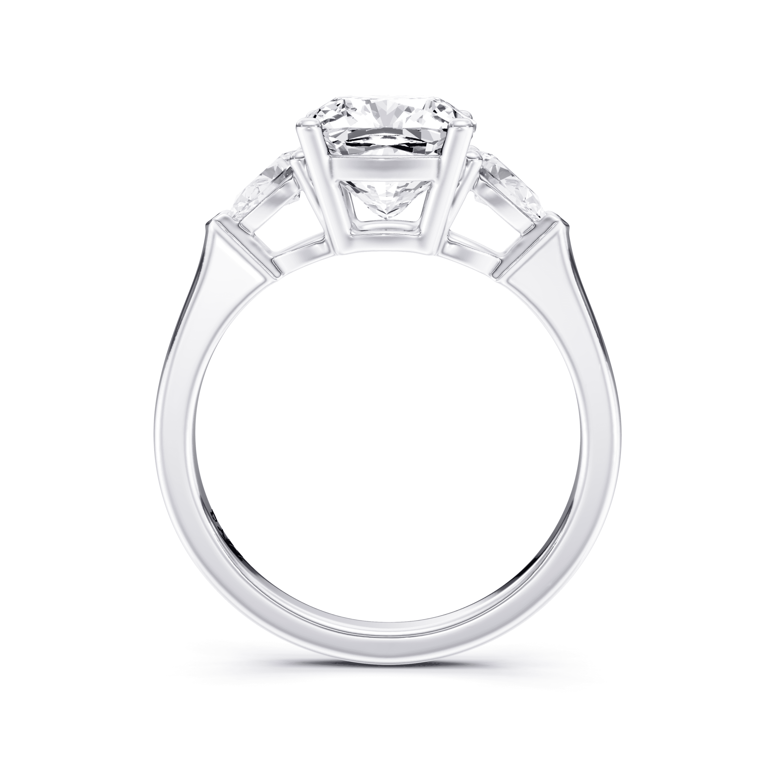 3 Stone Pear Ring Cushion — White Gold view 4