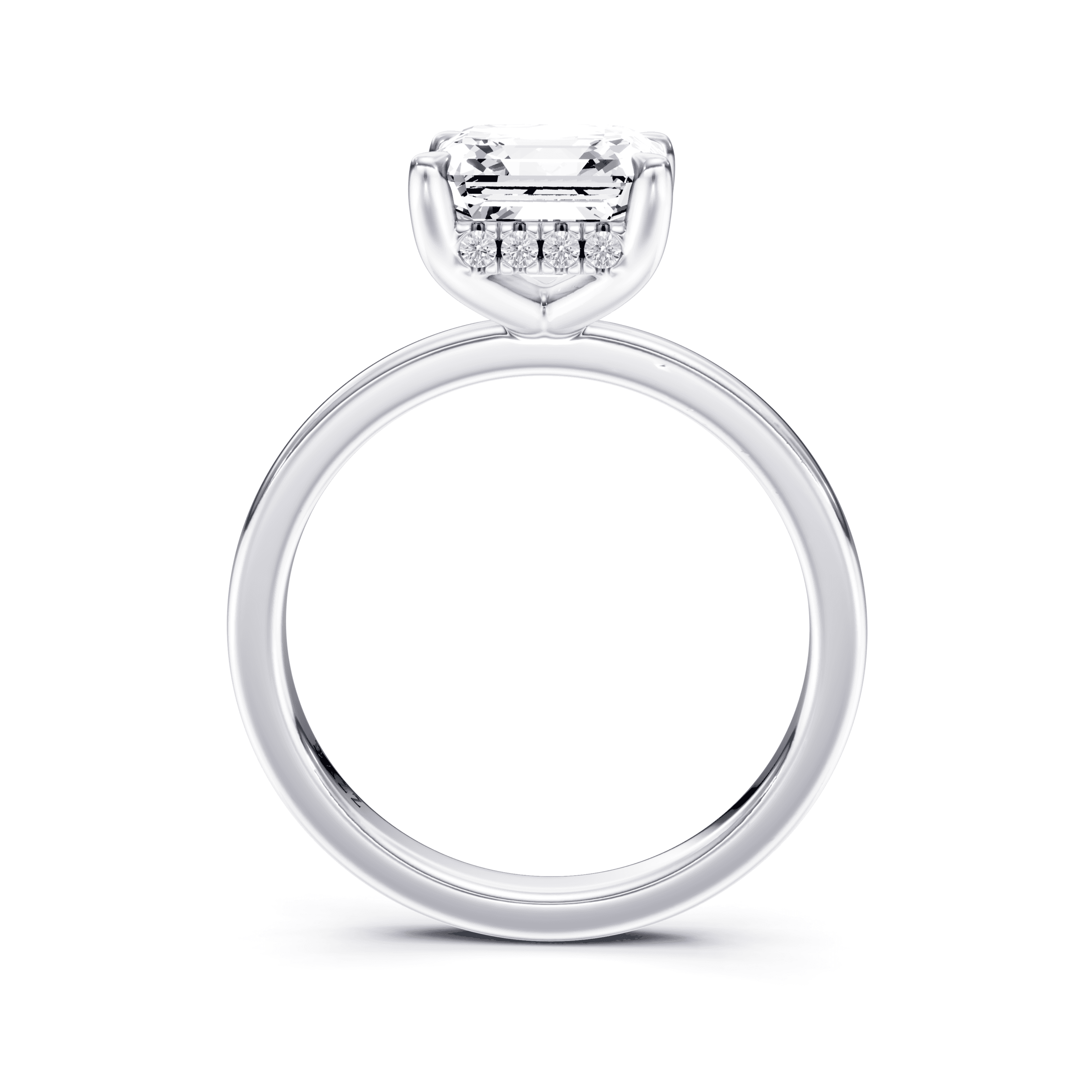 Hidden Halo Ring Asscher — White Gold view 4