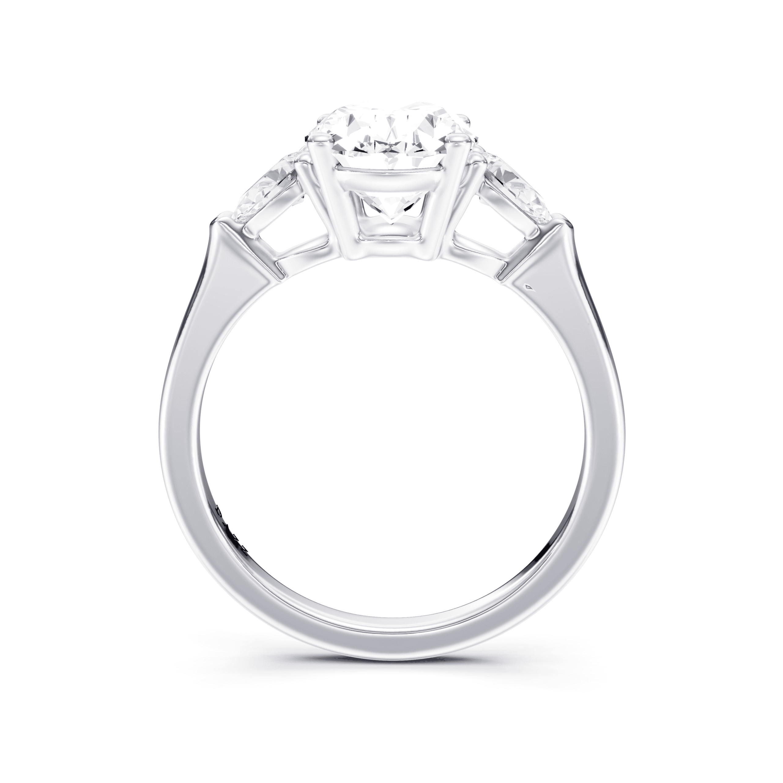 3 Stone Pear Ring Oval — White Gold view 4