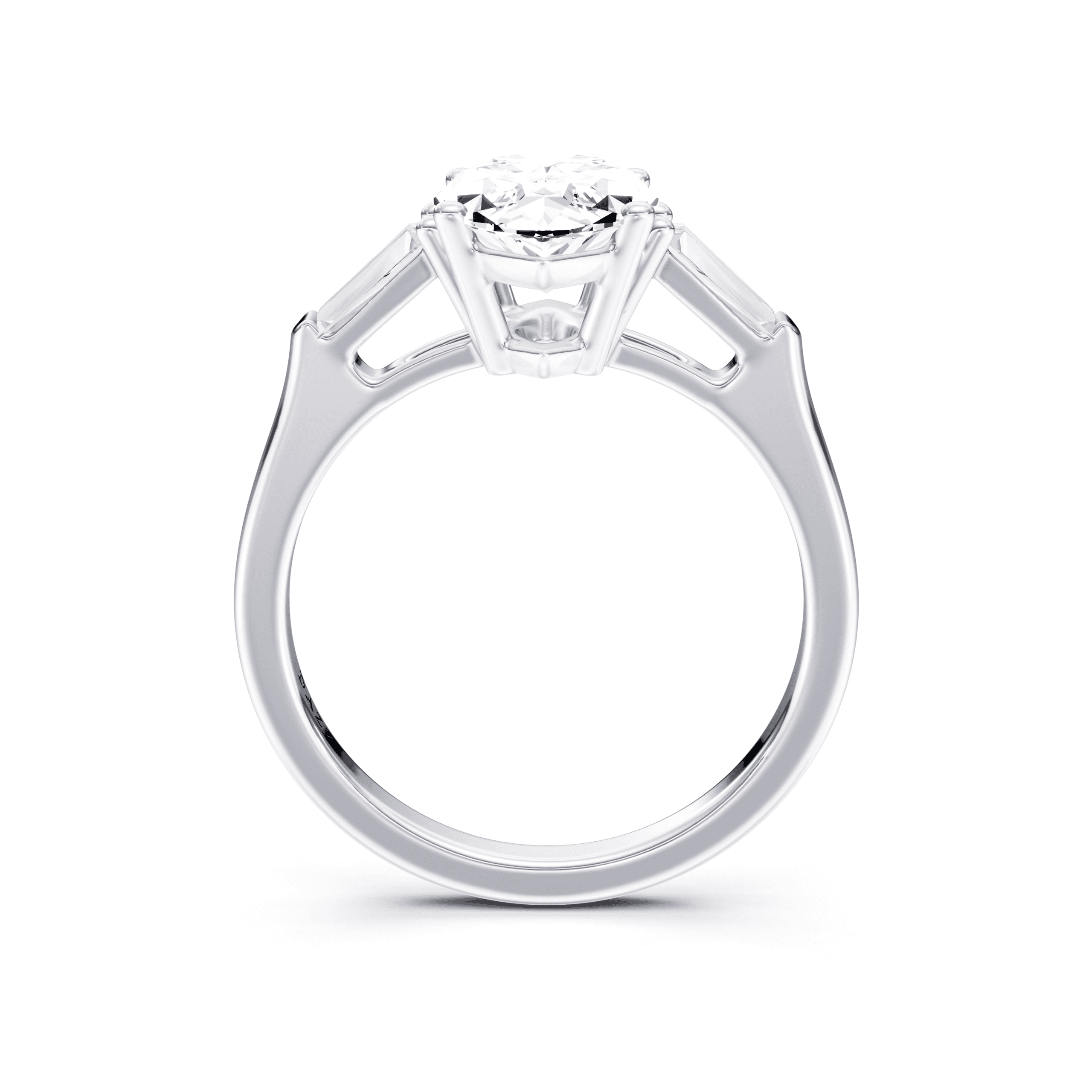 3 Stone Tapered Ring Marquise — White Gold view 4