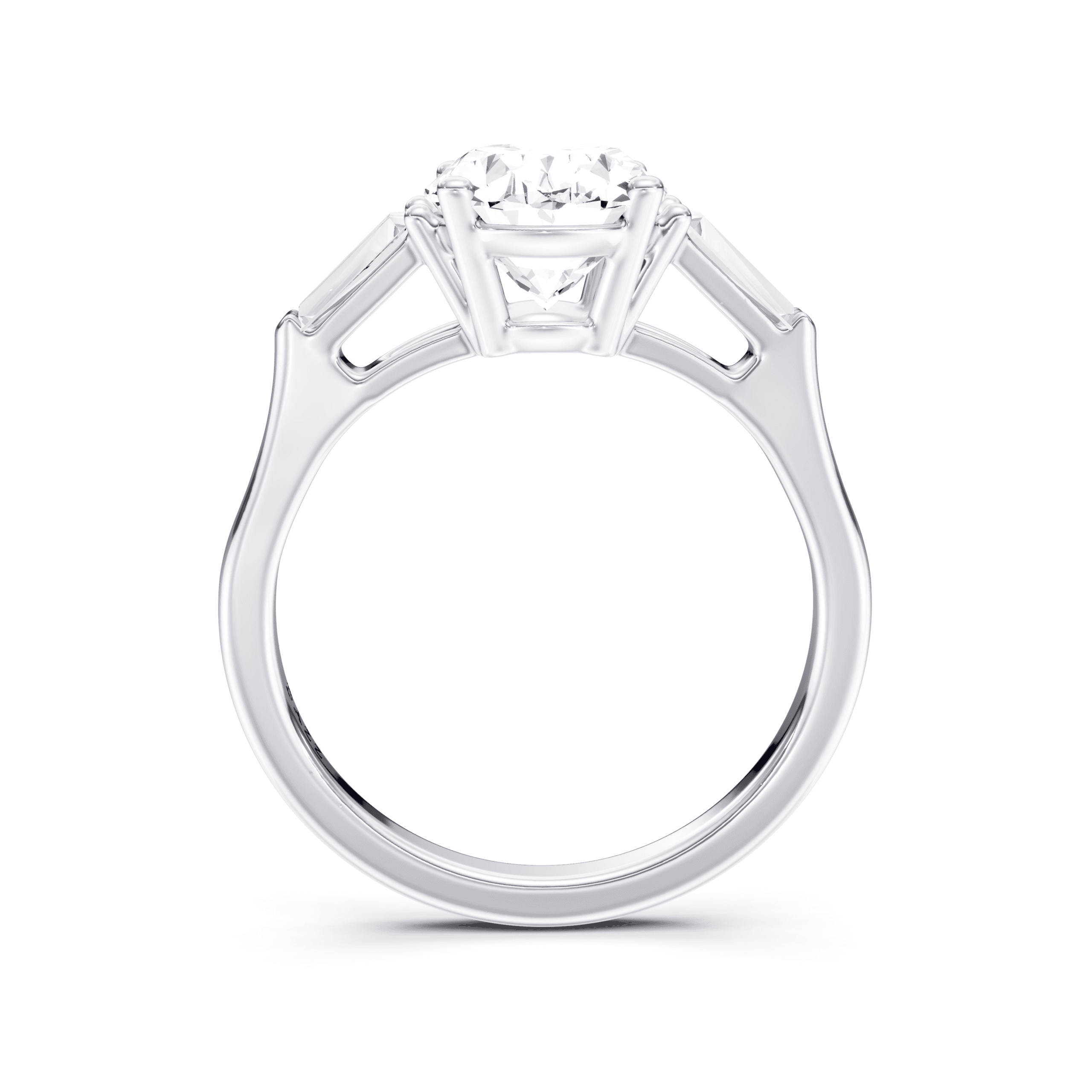 3 Stone Tapered Ring Oval — White Gold view 4