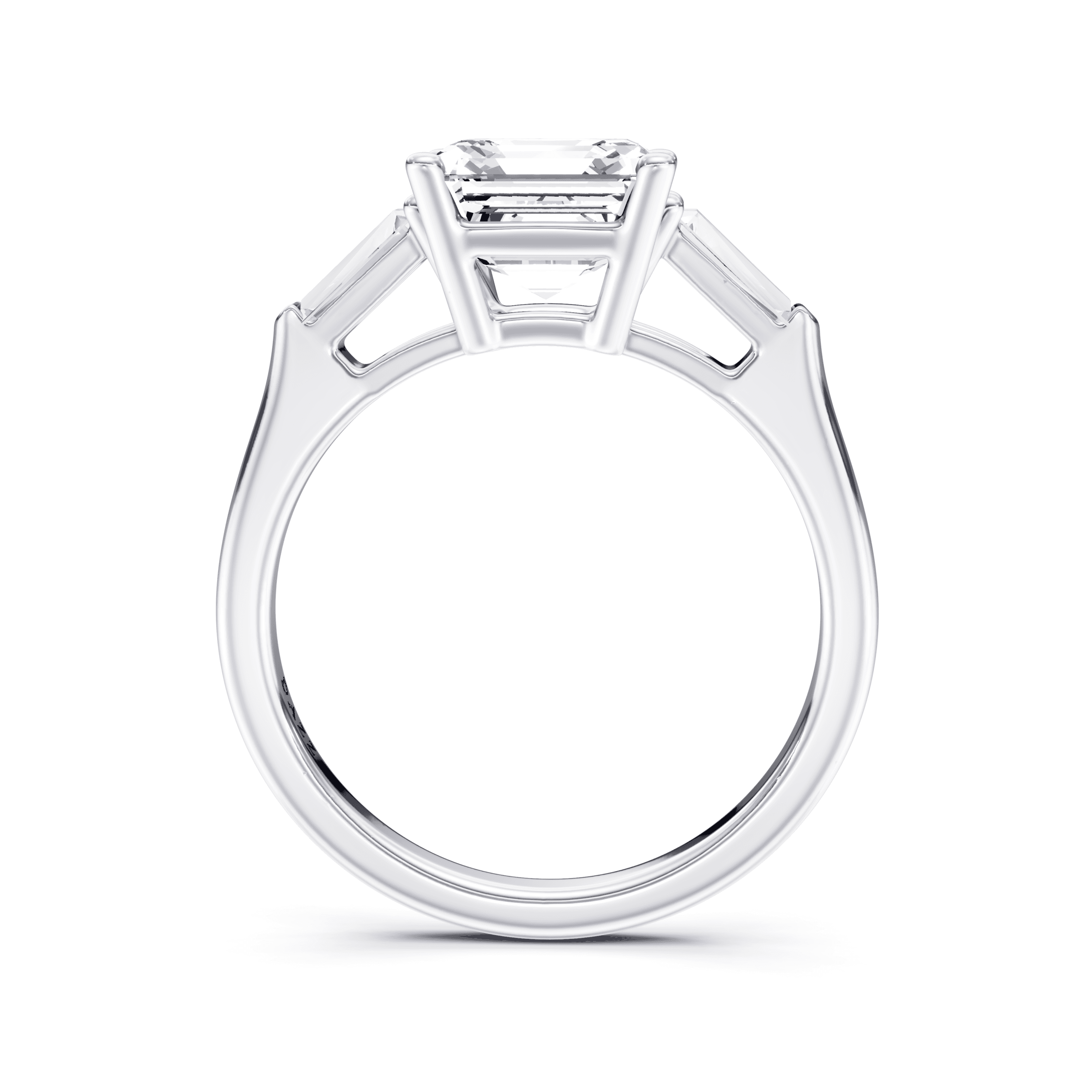 3 Stone Tapered Ring Asscher — White Gold view 4