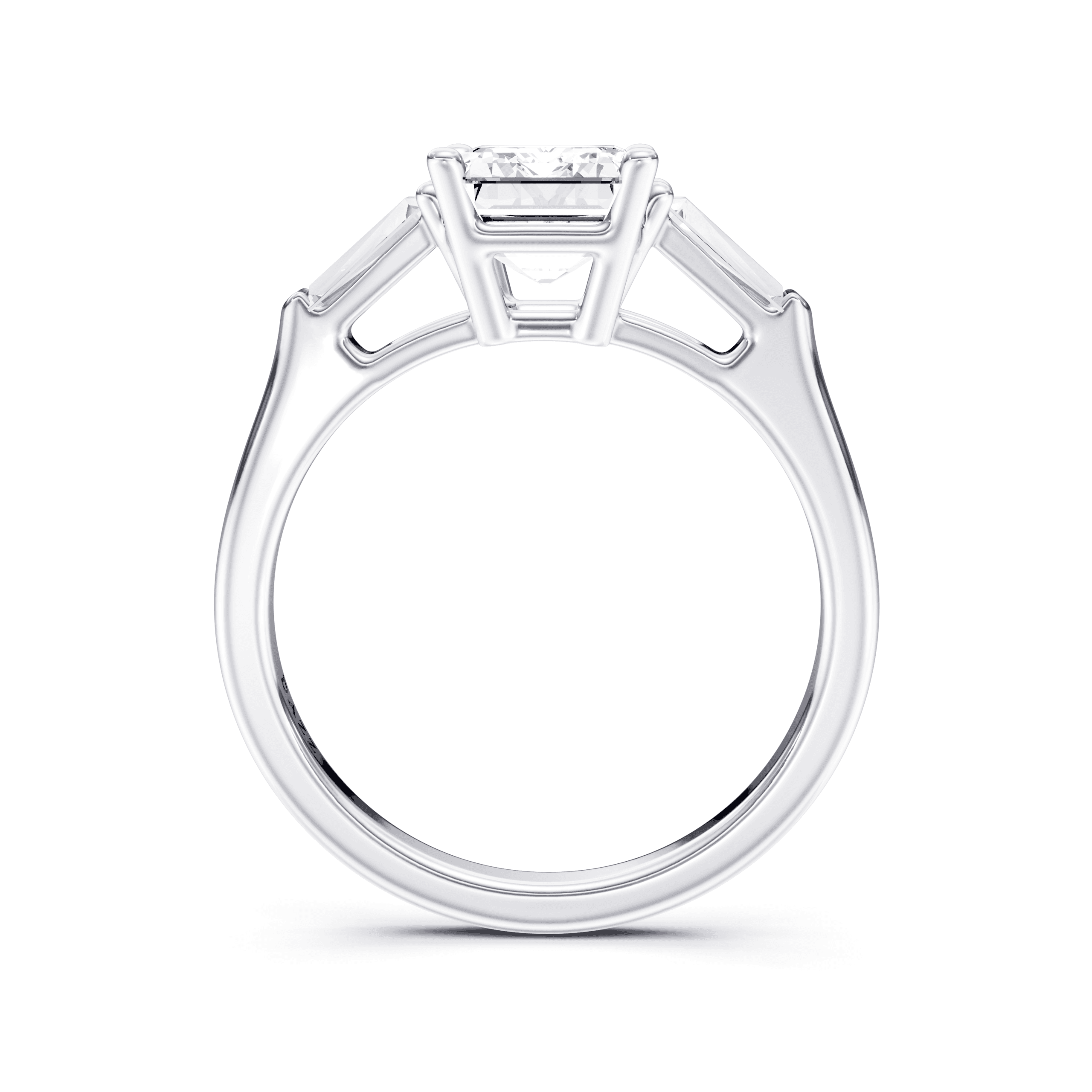 3 Stone Tapered Ring Emerald — White Gold view 4